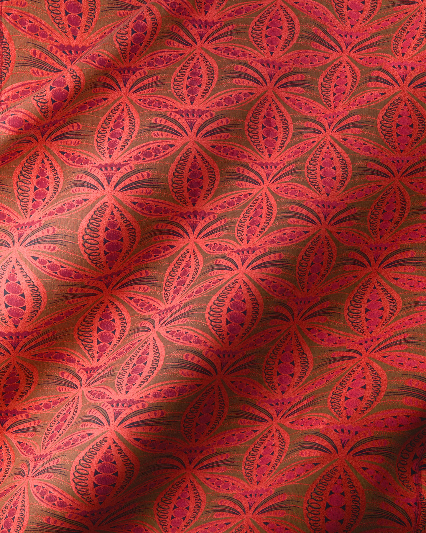 Vibrant red brown patterned fabric radiance vlr6990.003