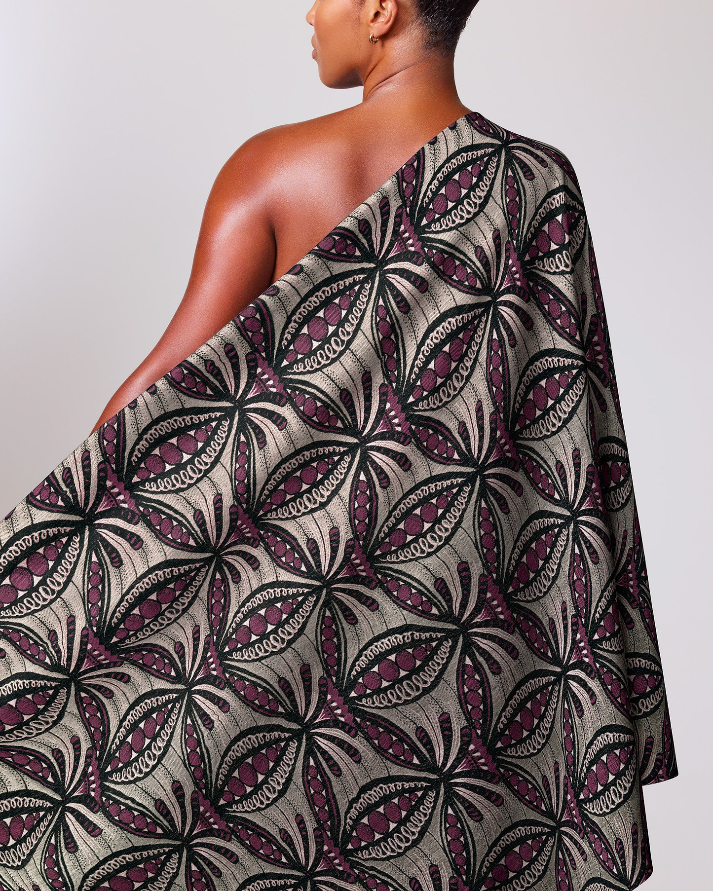 One-shoulder wrap dress bold geometric radiance vlr6990.004