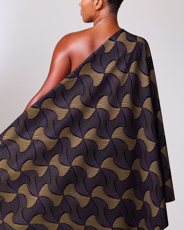 One-shoulder garment bold pattern gold radiance vlr9969.002