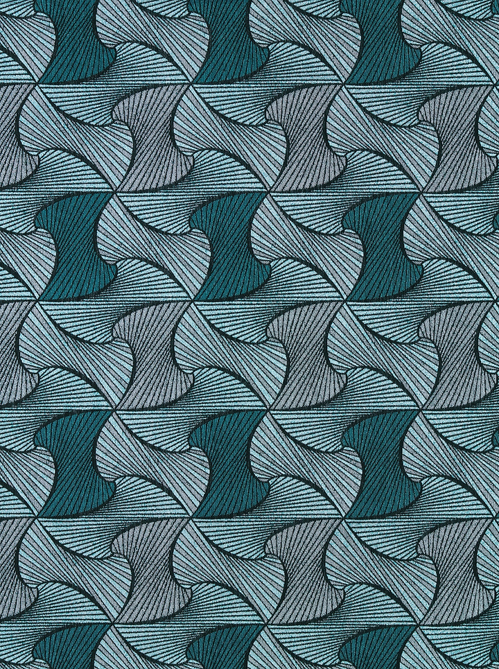 Teal gray geometric patterned fabric radiance vlr9969.004