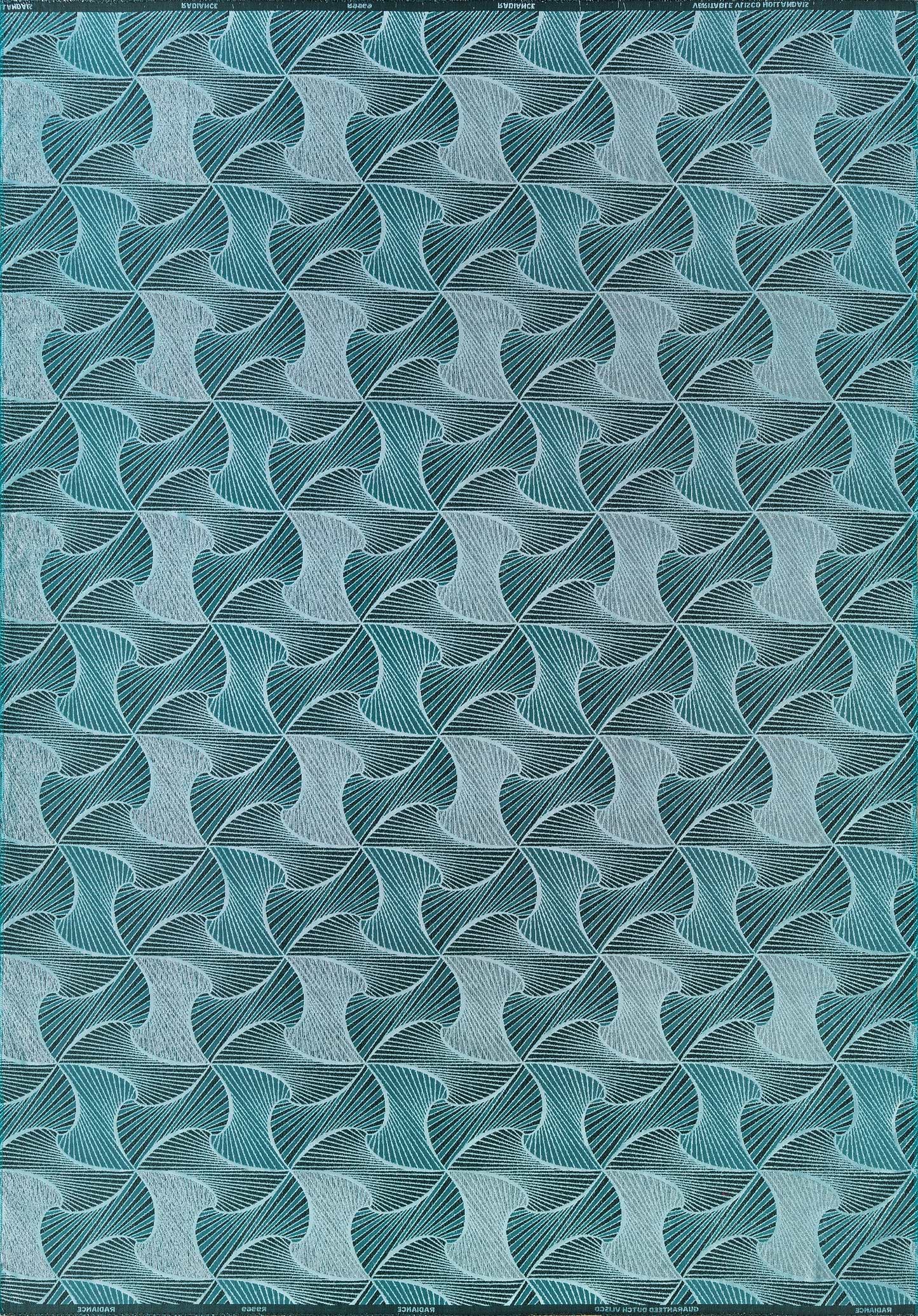 Teal white geometric patterned fabric radiance vlr9969.004