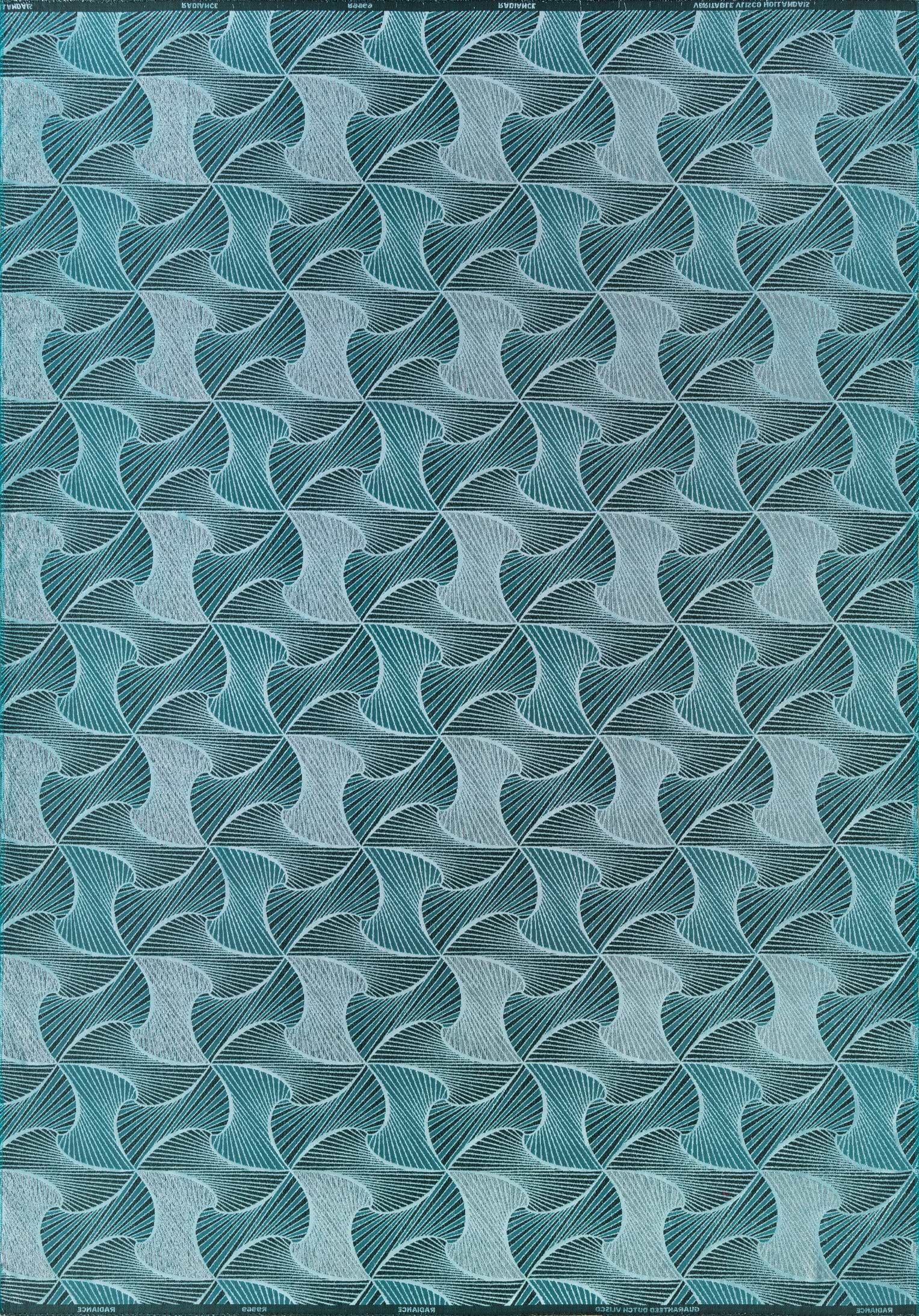 Teal white geometric patterned fabric radiance vlr9969.004