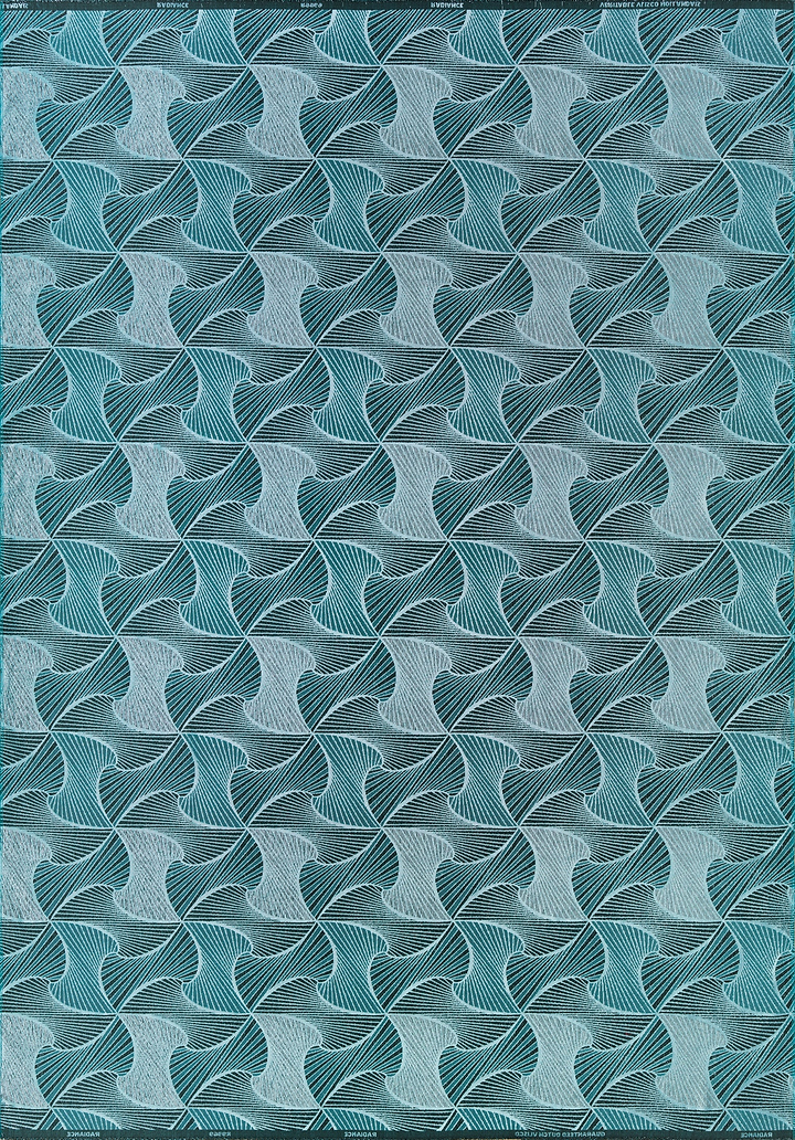 Teal white geometric patterned fabric radiance vlr9969.004