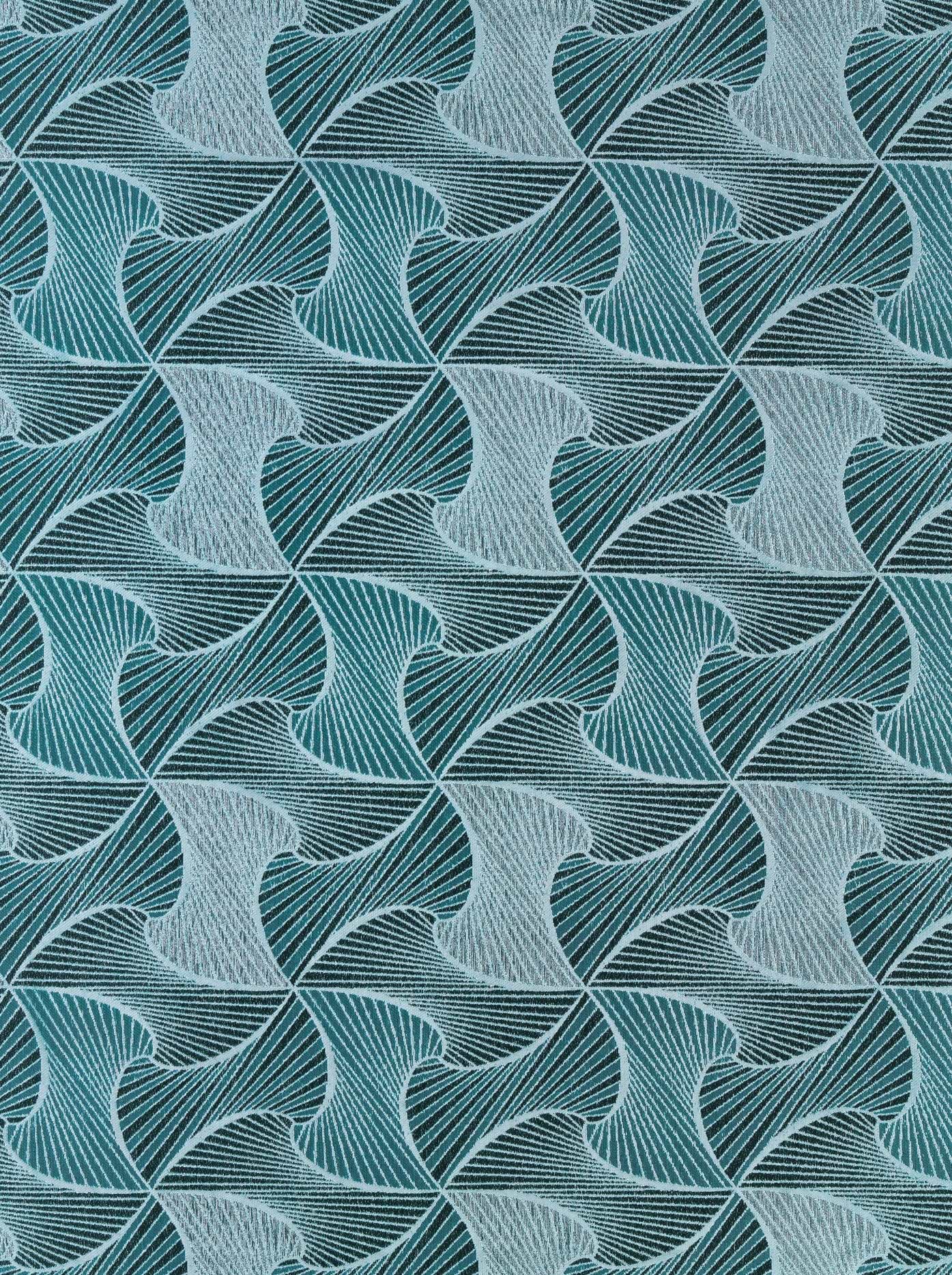 Teal white geometric patterned fabric radiance vlr9969.004