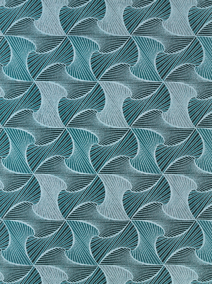 Teal white geometric patterned fabric radiance vlr9969.004
