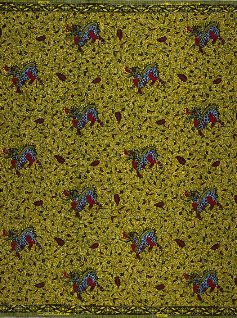 Vibrant yellow african print fabric wax hollandais vl00511.233