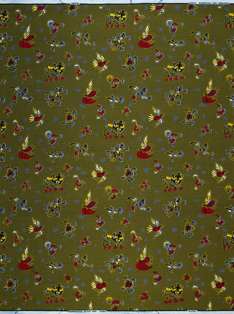 Olive-green patterned fabric wax hollandais vl00535.137