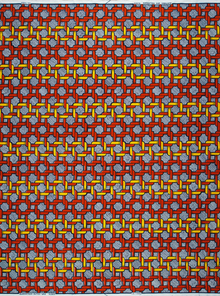 Interwoven red yellow geometric pattern wax hollandais vl01582.059