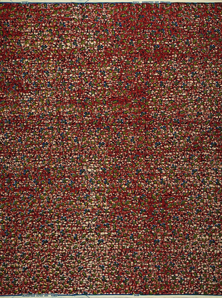Red patterned fabric green blue wax hollandais vl02425.090