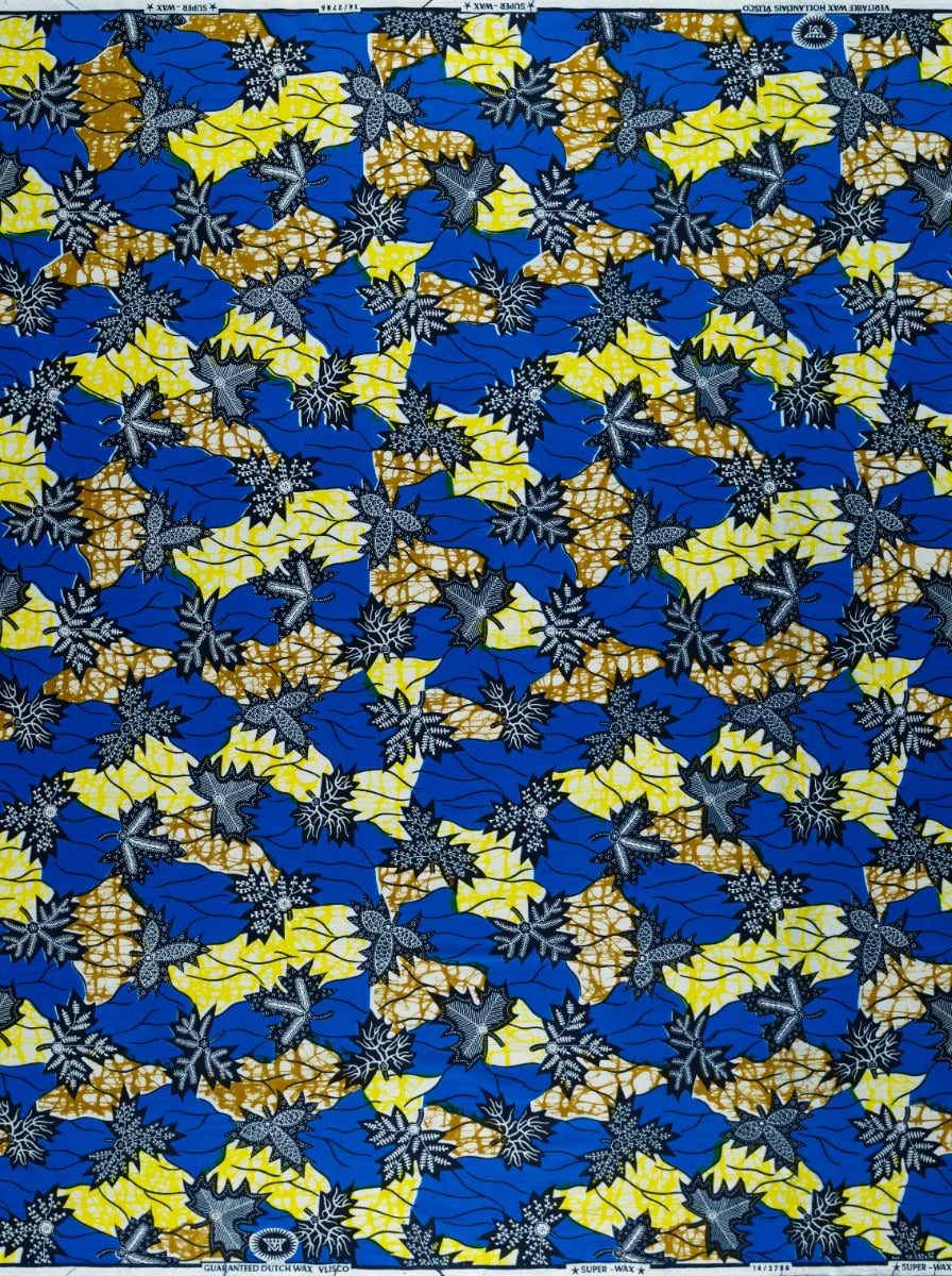Vibrant blue yellow african print super-wax vl02786.039