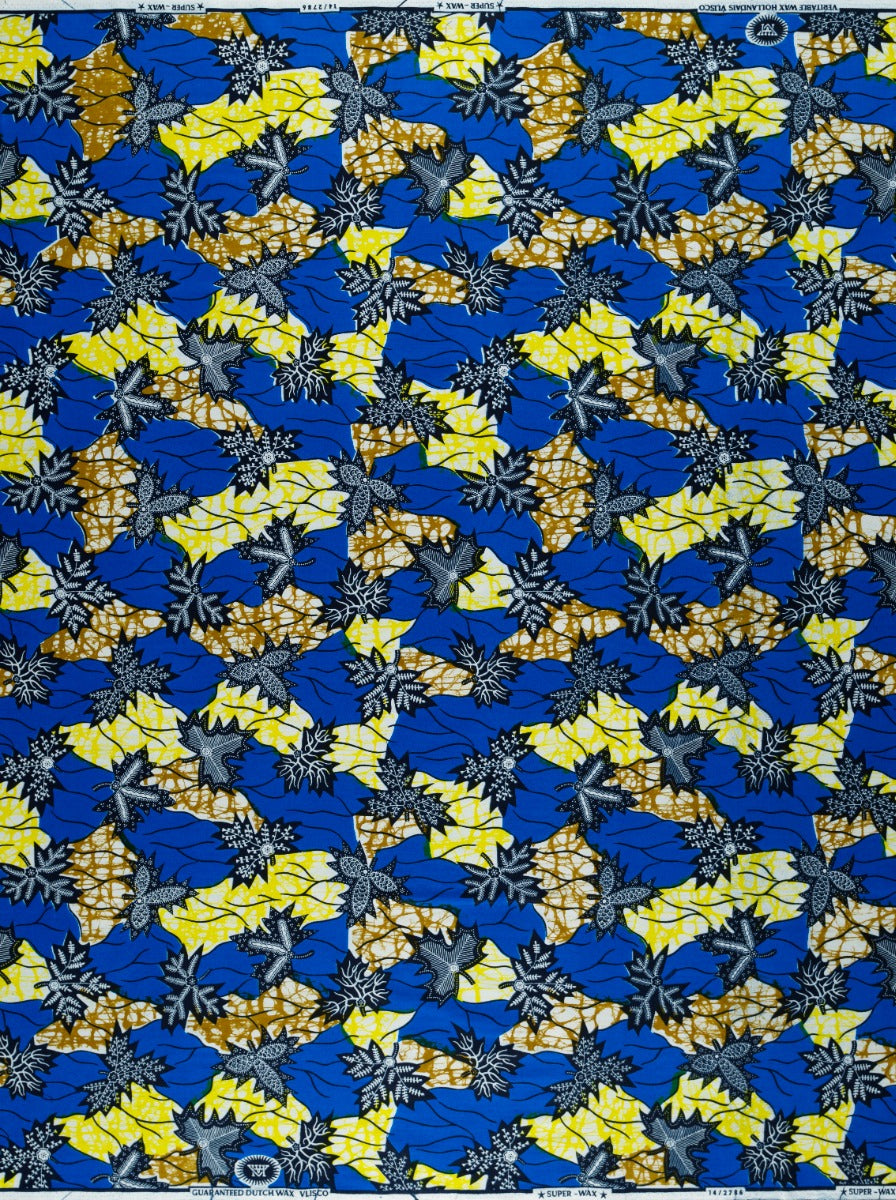 Vibrant blue yellow african print super-wax vl02786.039