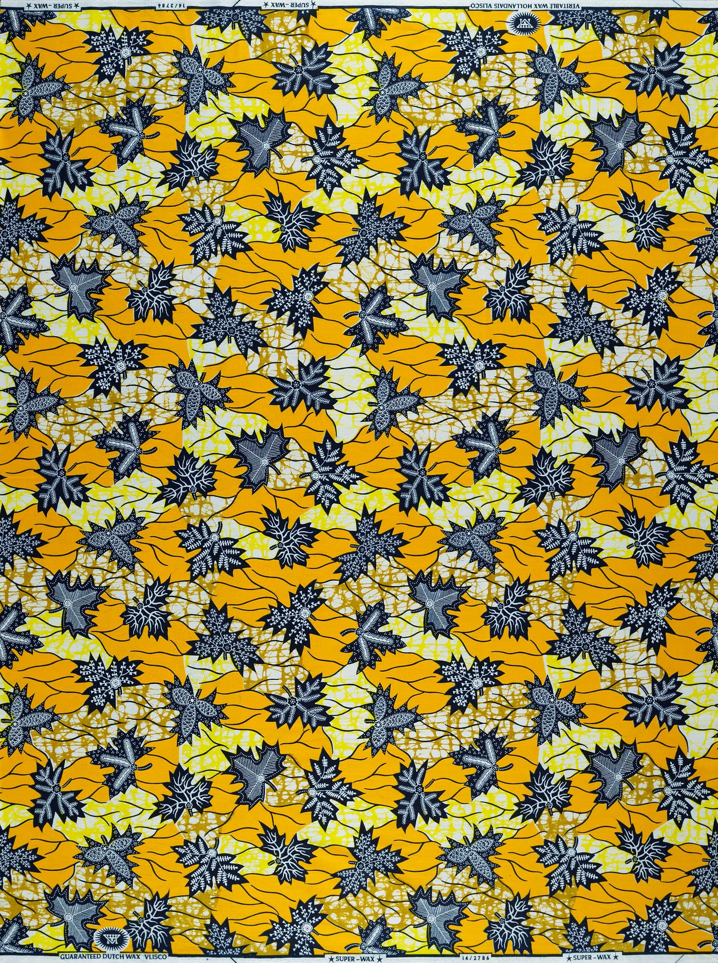 Vibrant yellow black patterned african super-wax vl02786.042