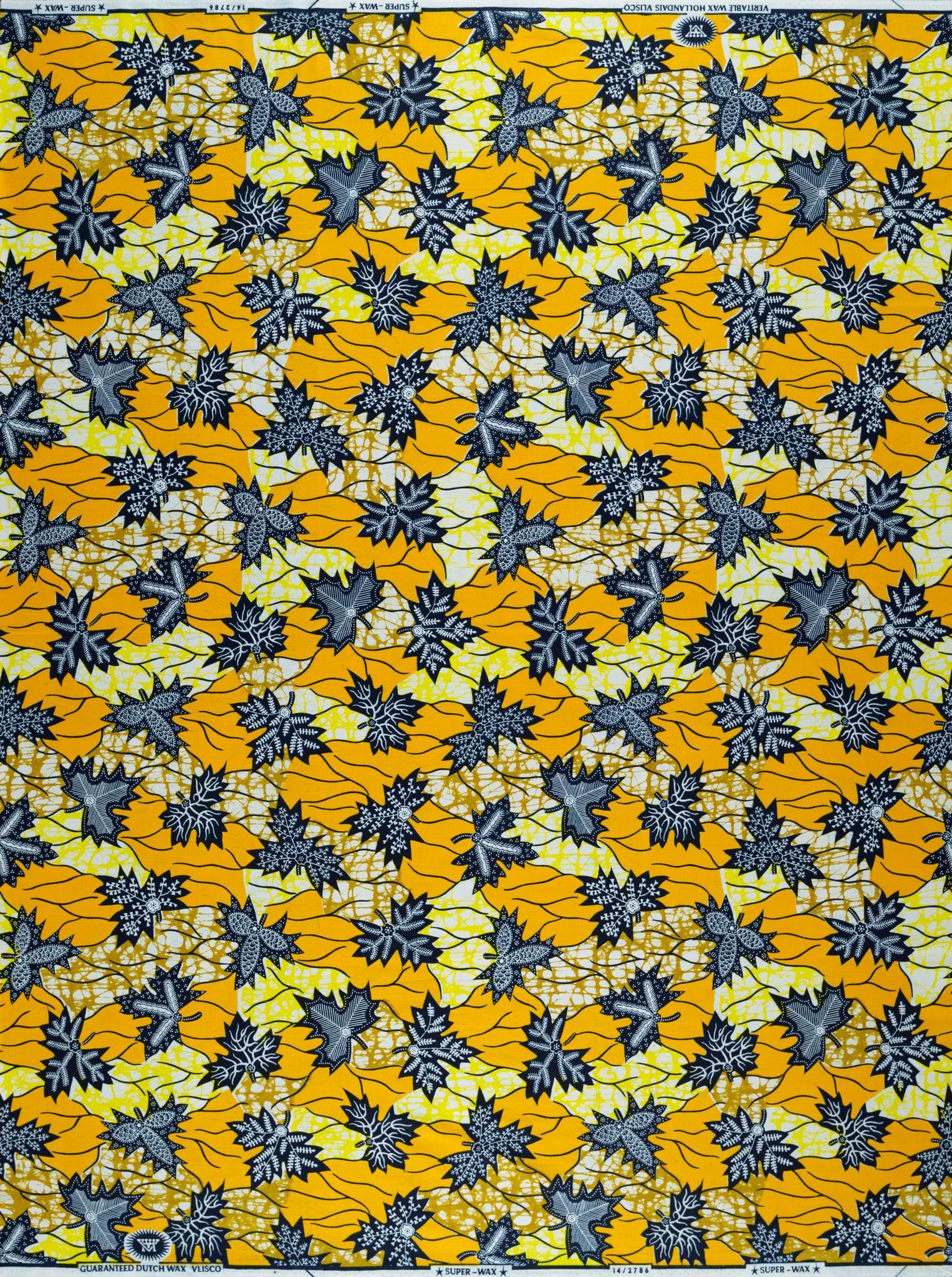Vibrant yellow black patterned african super-wax vl02786.042