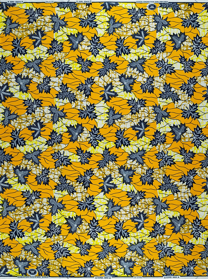 Vibrant yellow black patterned african super-wax vl02786.042