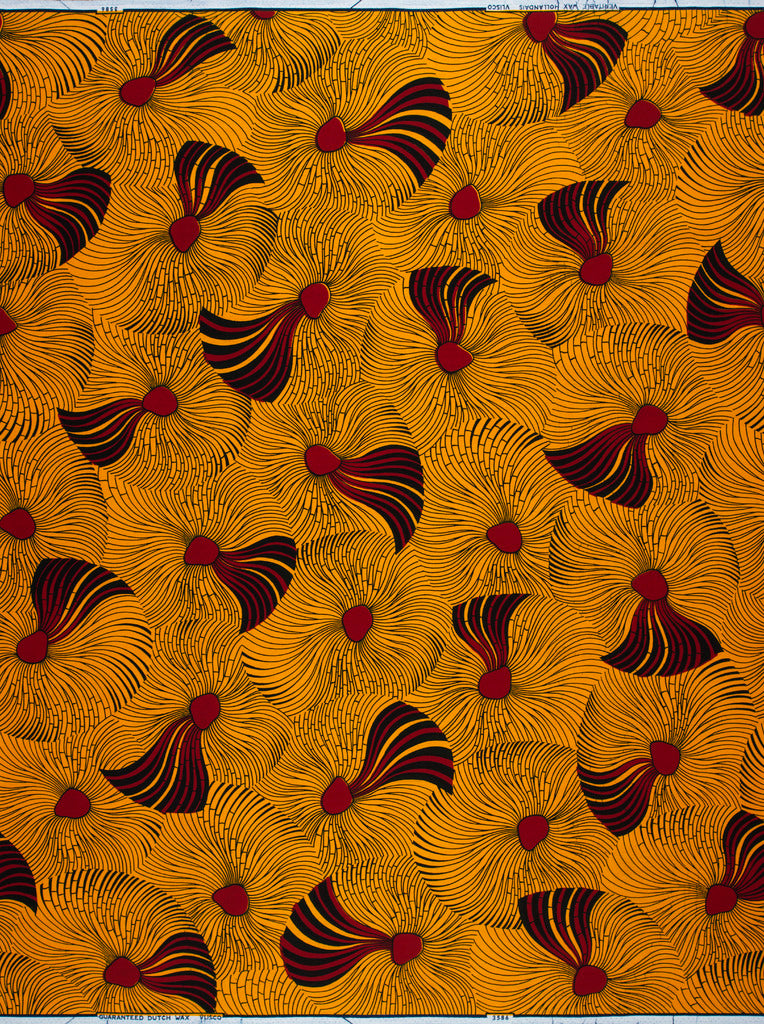 Vibrant orange african print fabric wax hollandais vl03586.098