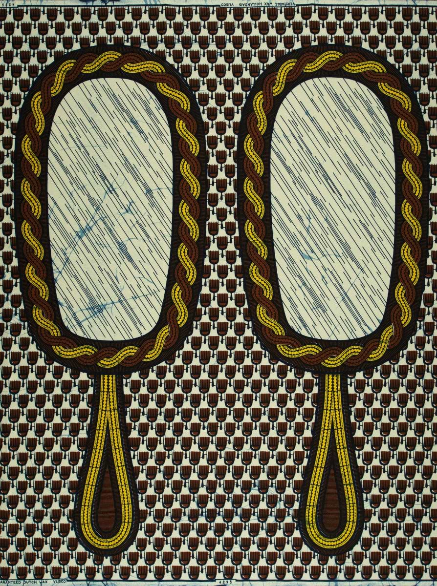 Two ornate hand mirrors braided wax hollandais vl04295.089