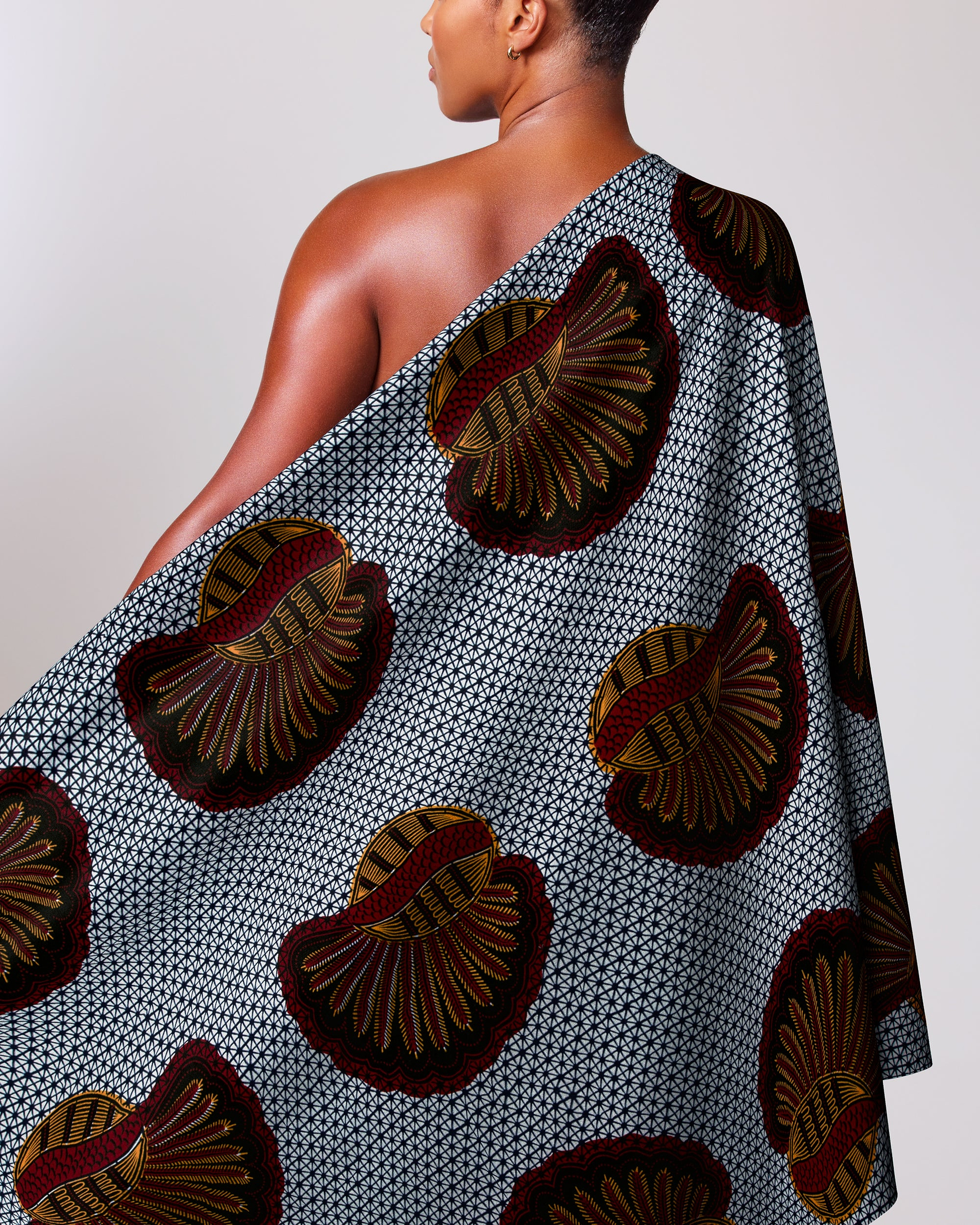 One-shoulder dress made vibrant african wax hollandais vl00012.201