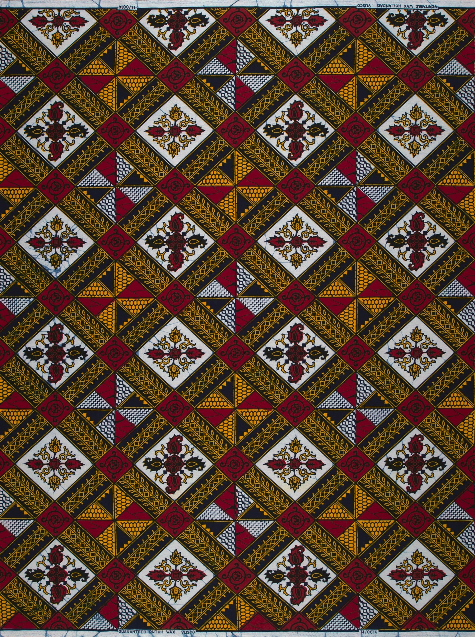 Vibrant red gold black geometric-patterned wax hollandais vl00014.309