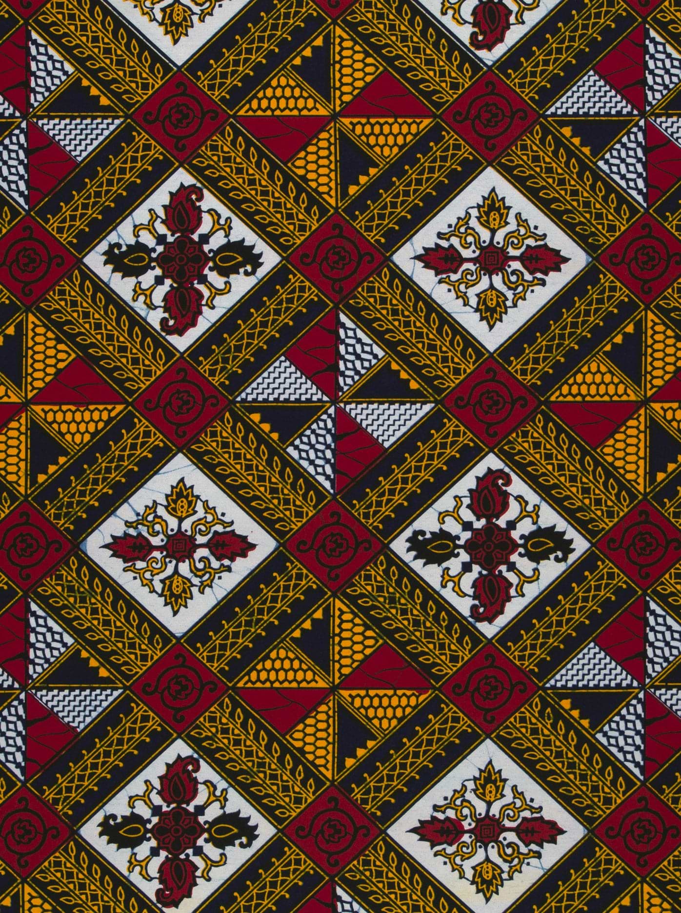 Vibrant red gold black geometric-patterned wax hollandais vl00014.309