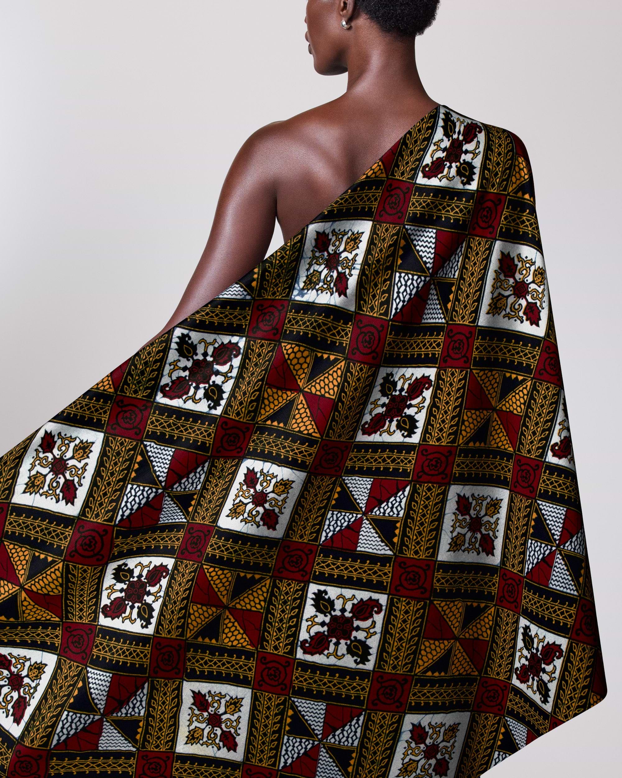 Vibrant one-shoulder wrap dress bold wax hollandais vl00014.309