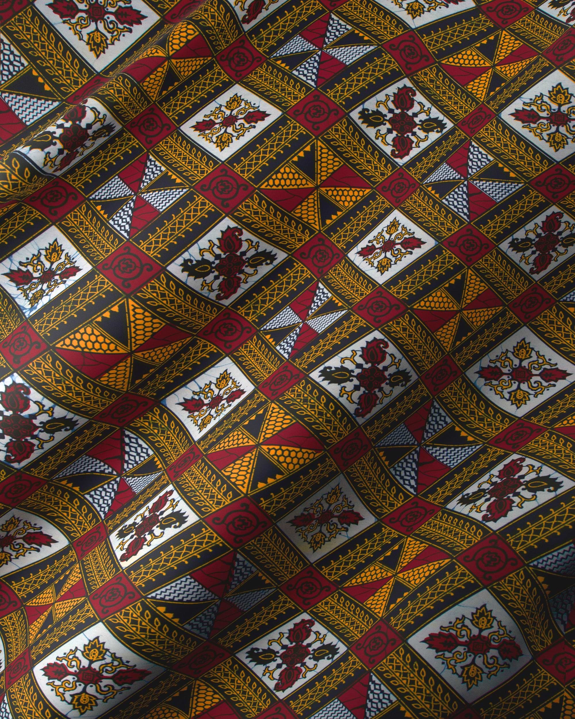 Richly patterned fabric bold geometric wax hollandais vl00014.309