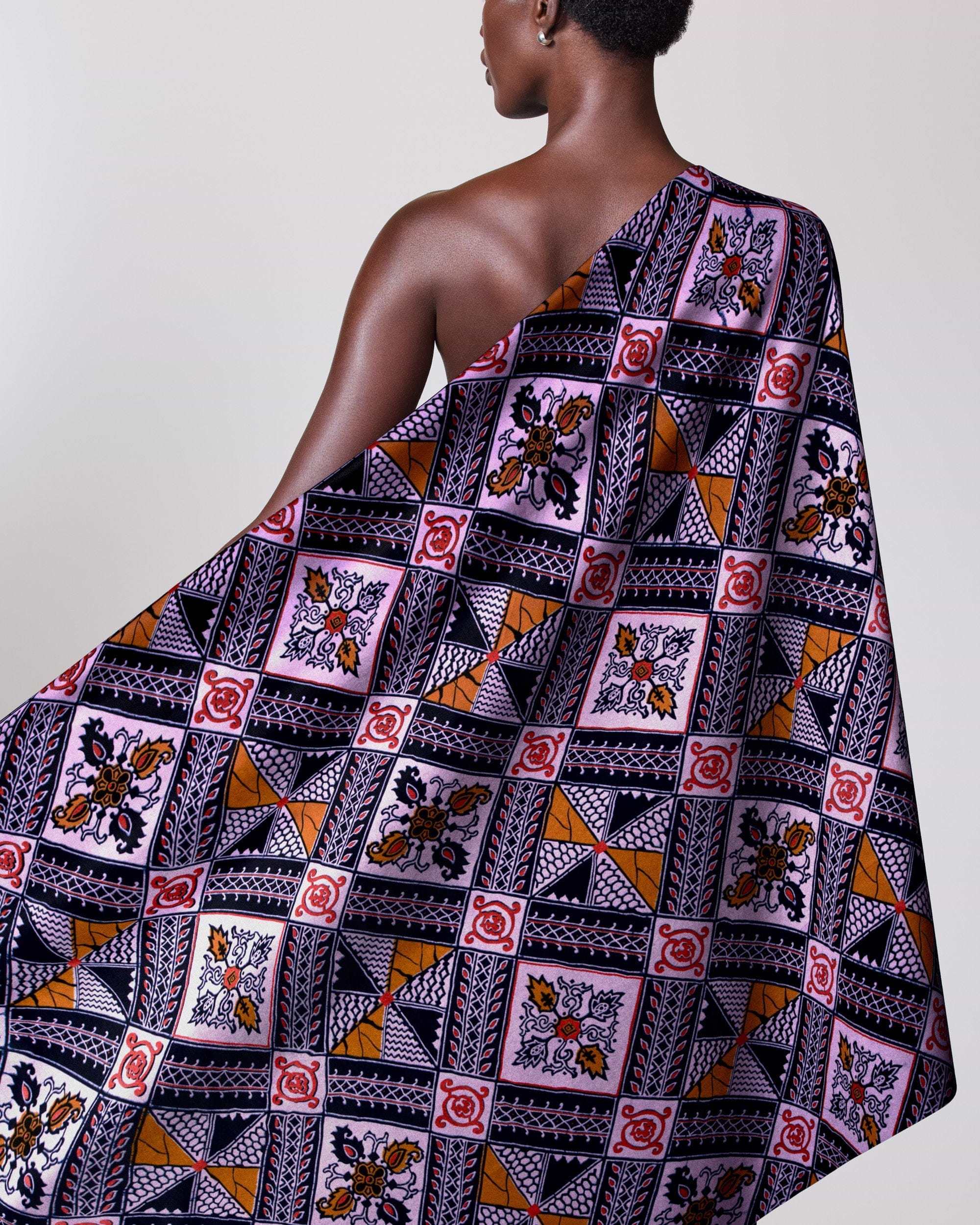 Vibrant one-shoulder wrap dress bold wax hollandais vl00014.399
