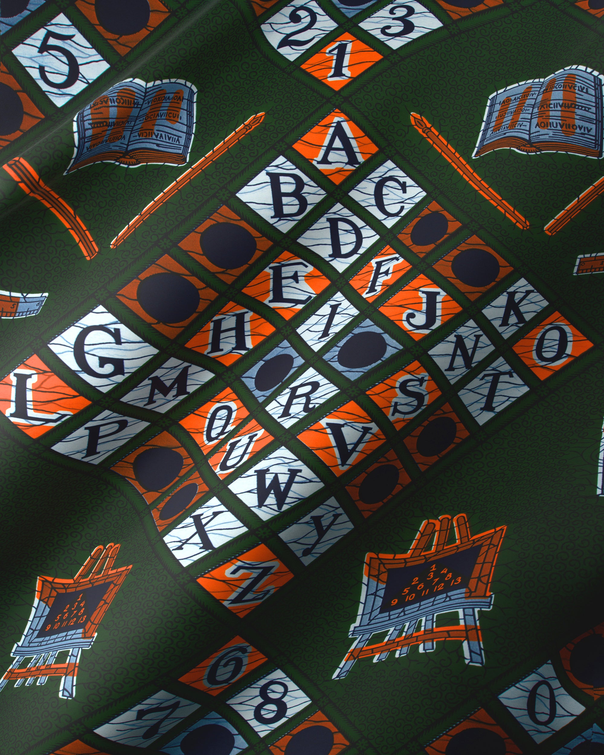 Dark green silk scarf playful wax hollandais vl00017.298
