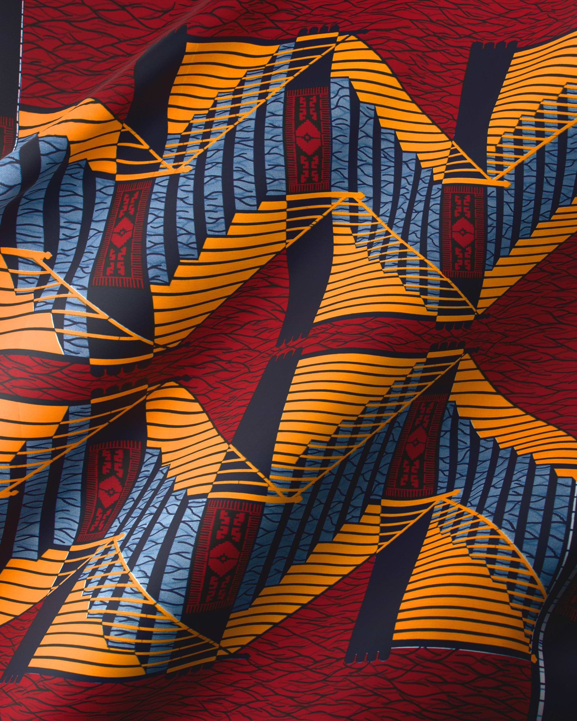 Vibrant red blue yellow geometric-patterned wax hollandais vl00024.061