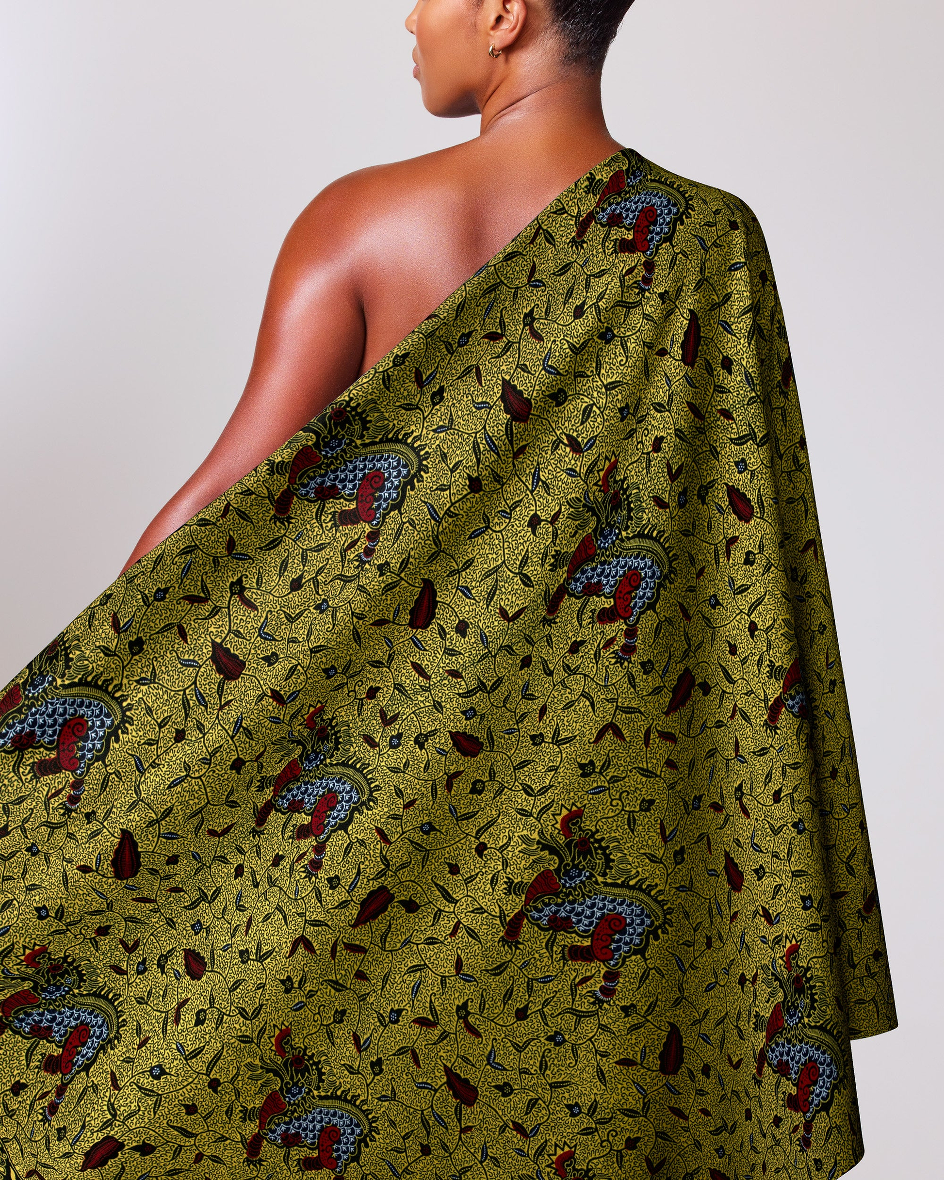 Vibrant olive green fabric draped wax hollandais vl00511.233