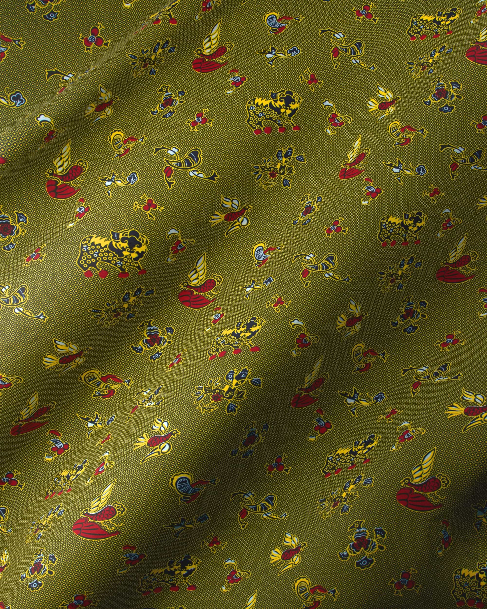 Olive green fabric pattern whimsical wax hollandais vl00535.139