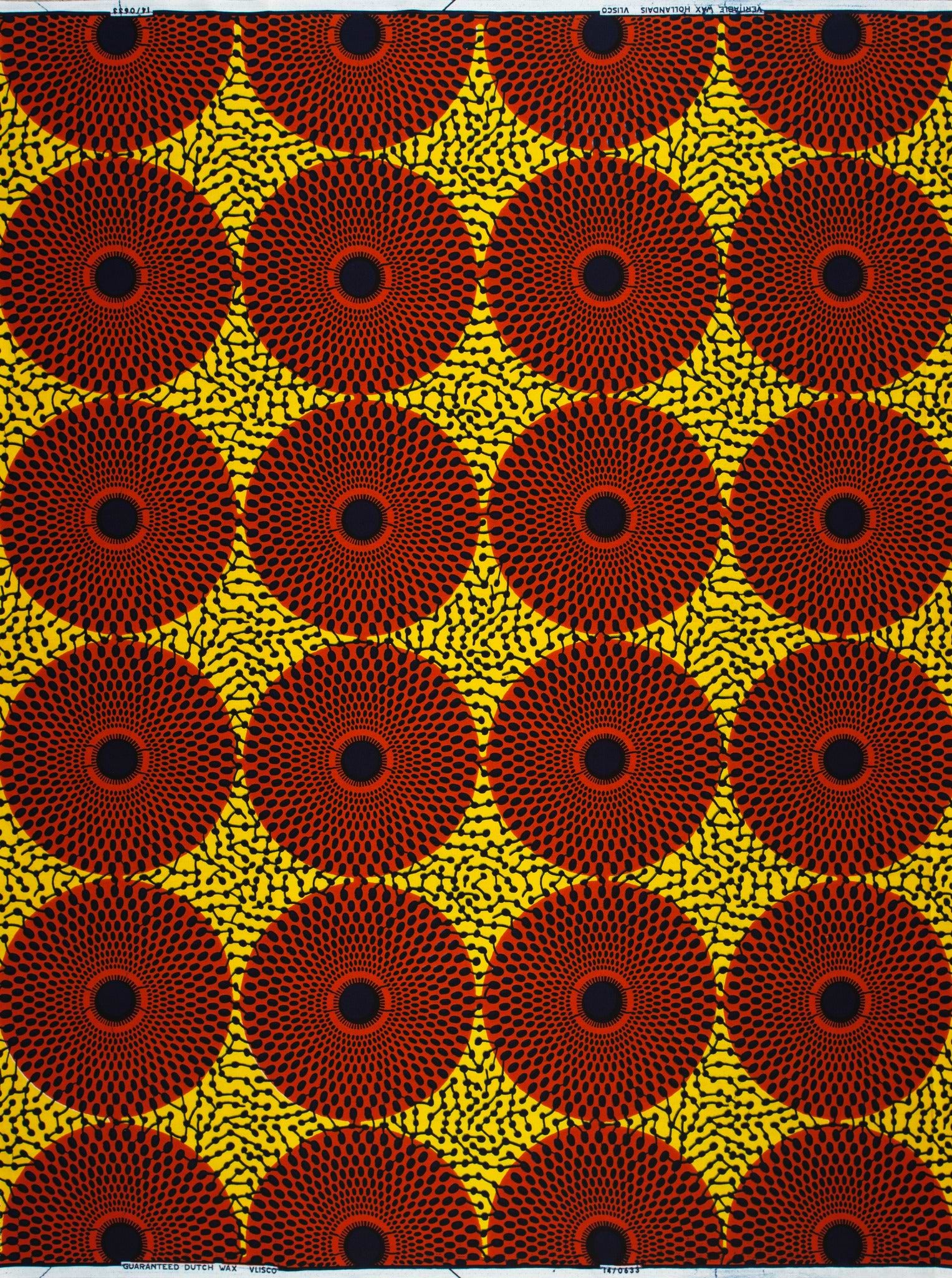 Vibrant red black concentric circle wax hollandais vl00633.312