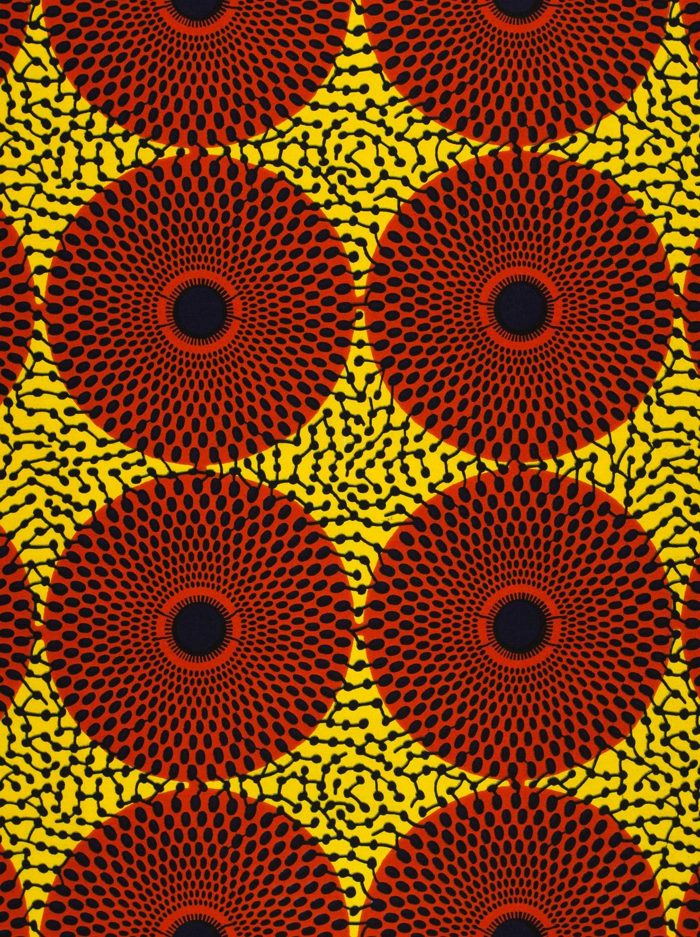 Vibrant red black concentric circle wax hollandais vl00633.312