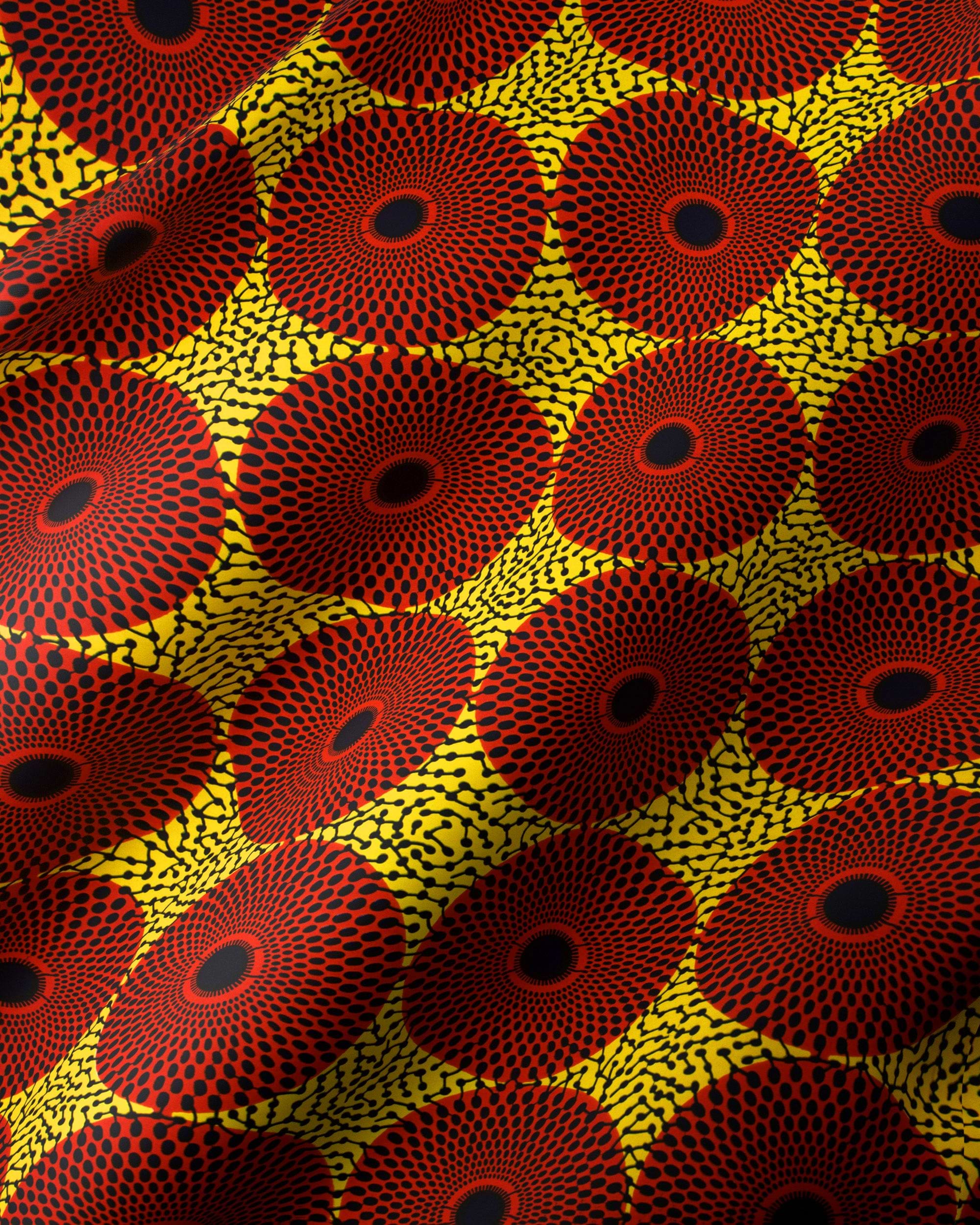 Vibrant red yellow african print wax hollandais vl00633.312