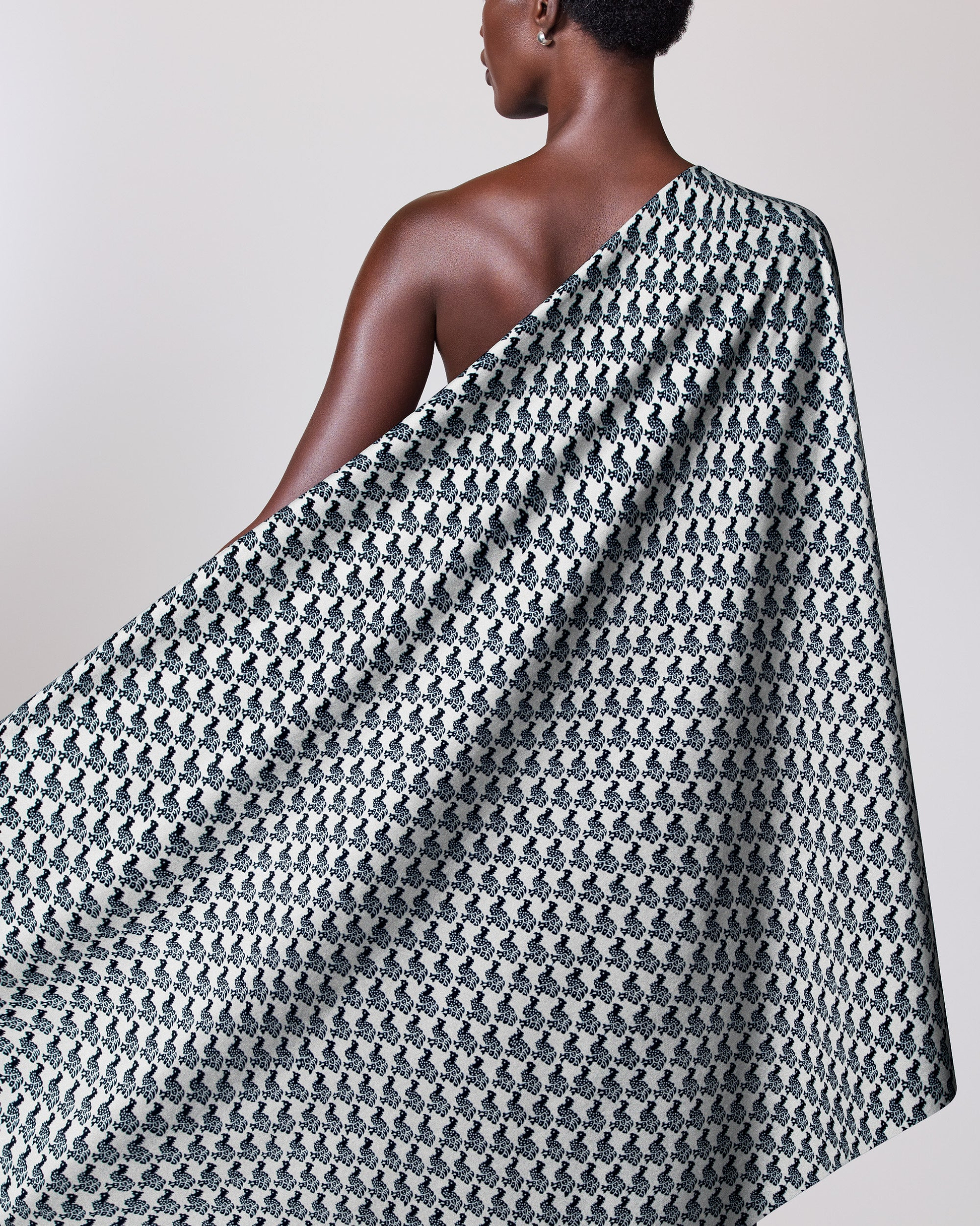Black white patterned fabric draped wax hollandais vl00736.254