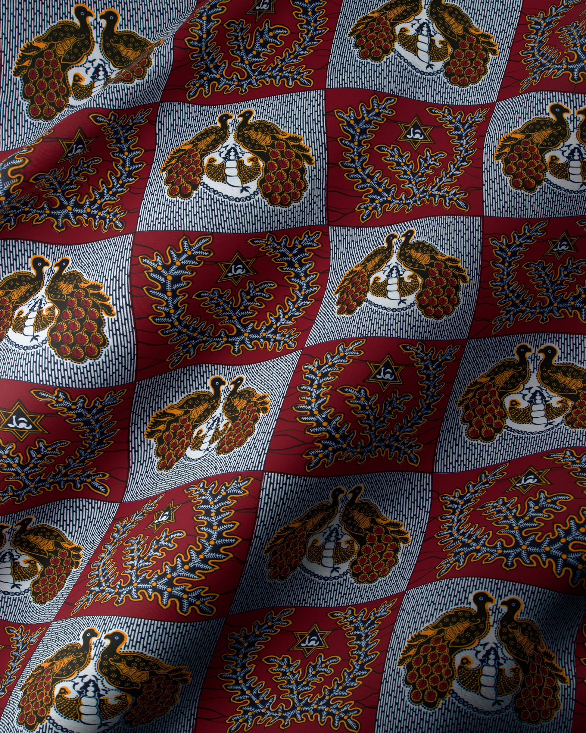 Red gray checkered fabric pattern wax hollandais vl00770.087