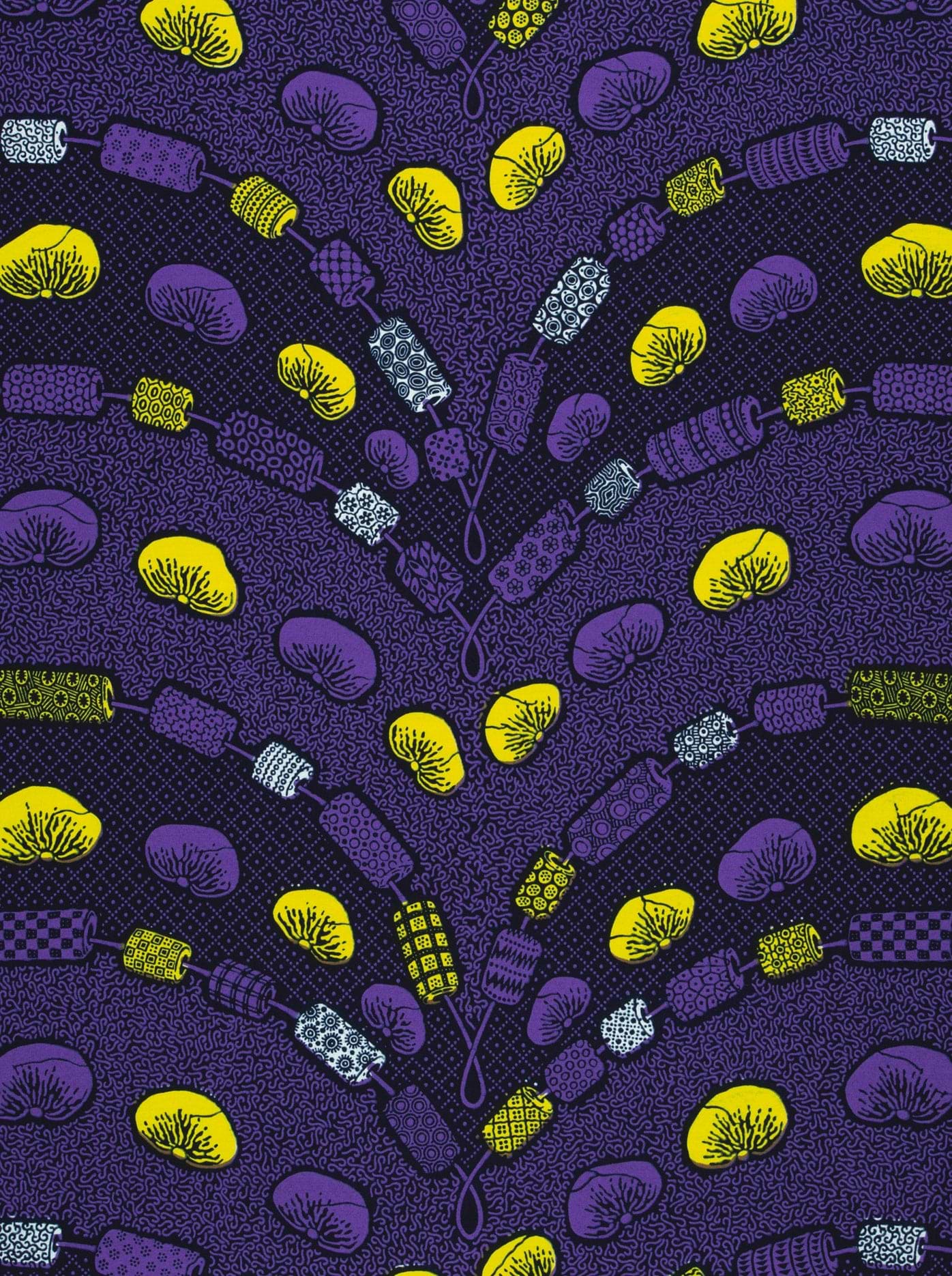 Vibrant purple yellow patterned fabric wax hollandais vl00792.213
