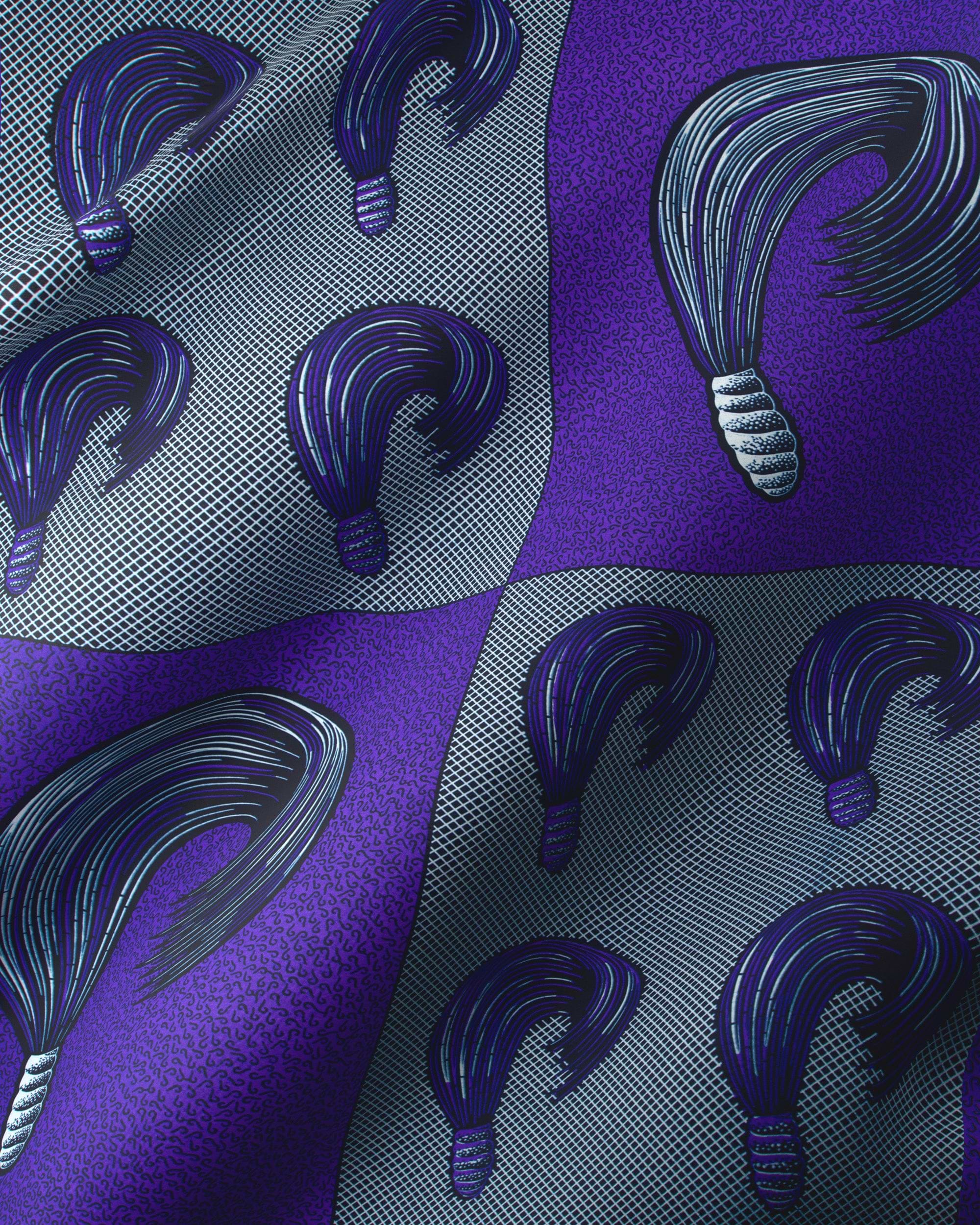 Purple gray patterned fabric wax hollandais vl00815.157