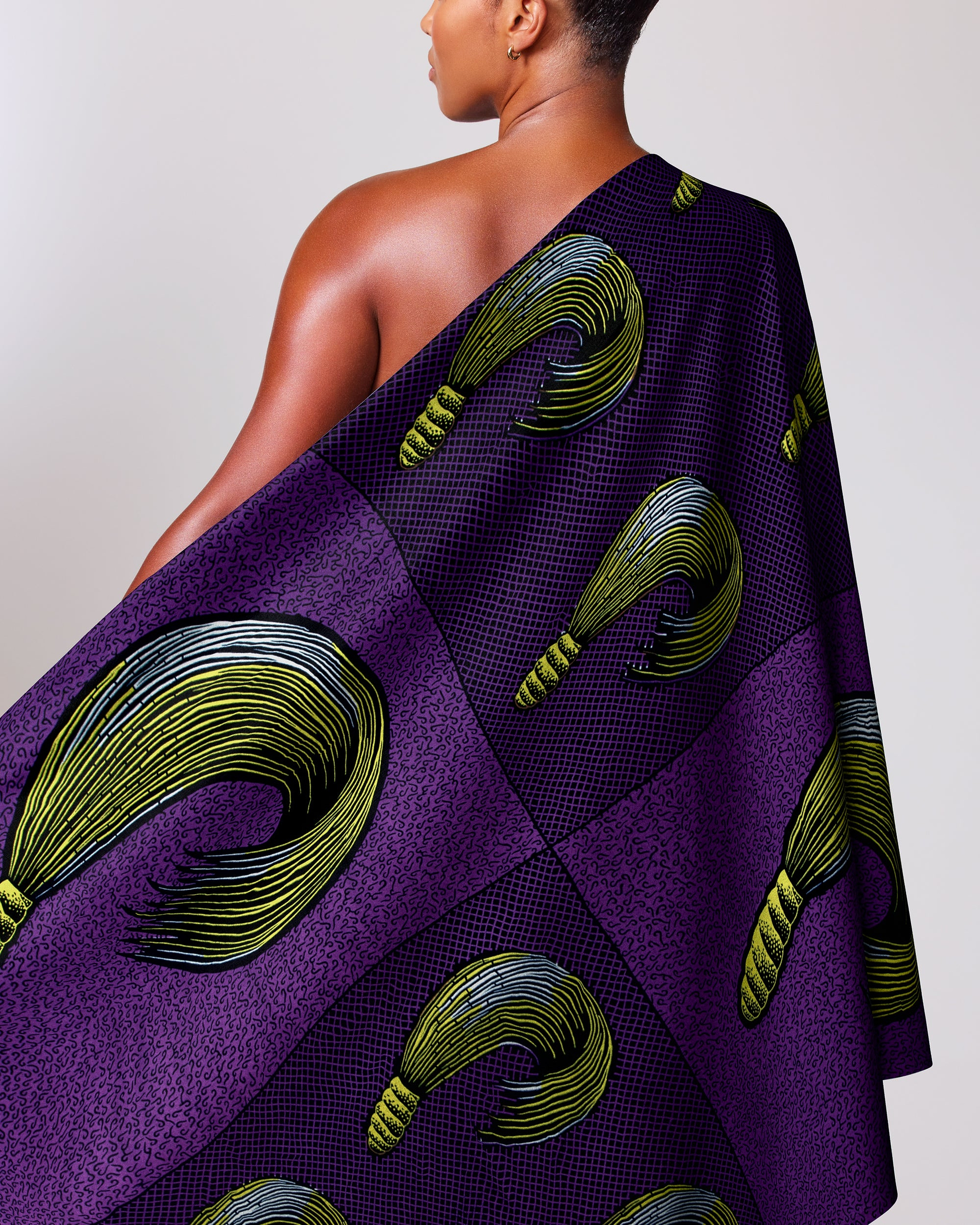 Vibrant purple one-shoulder wrap dress wax hollandais vl00815.158