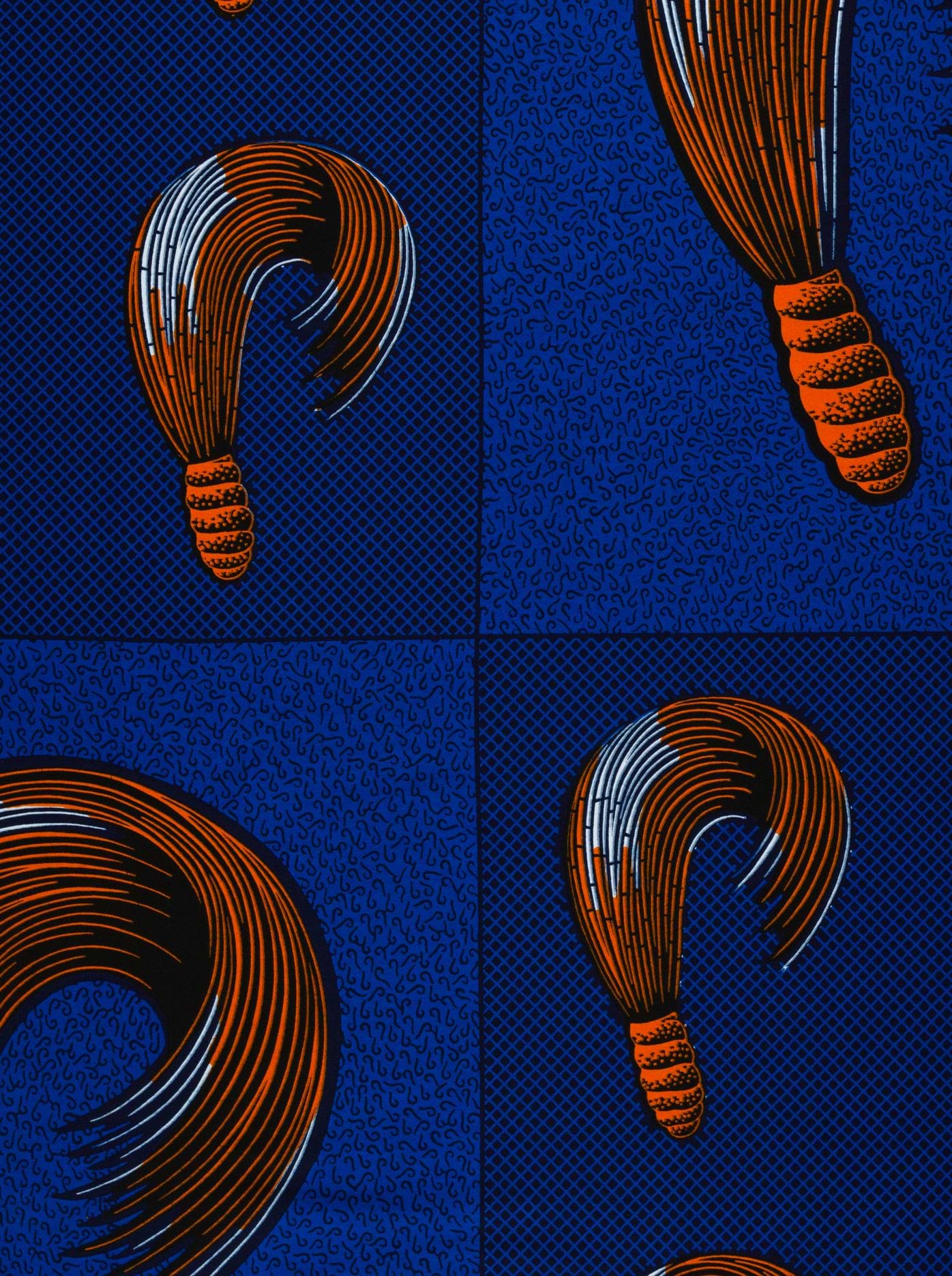 Blue fabric pattern stylized orange wax hollandais vl00815.171