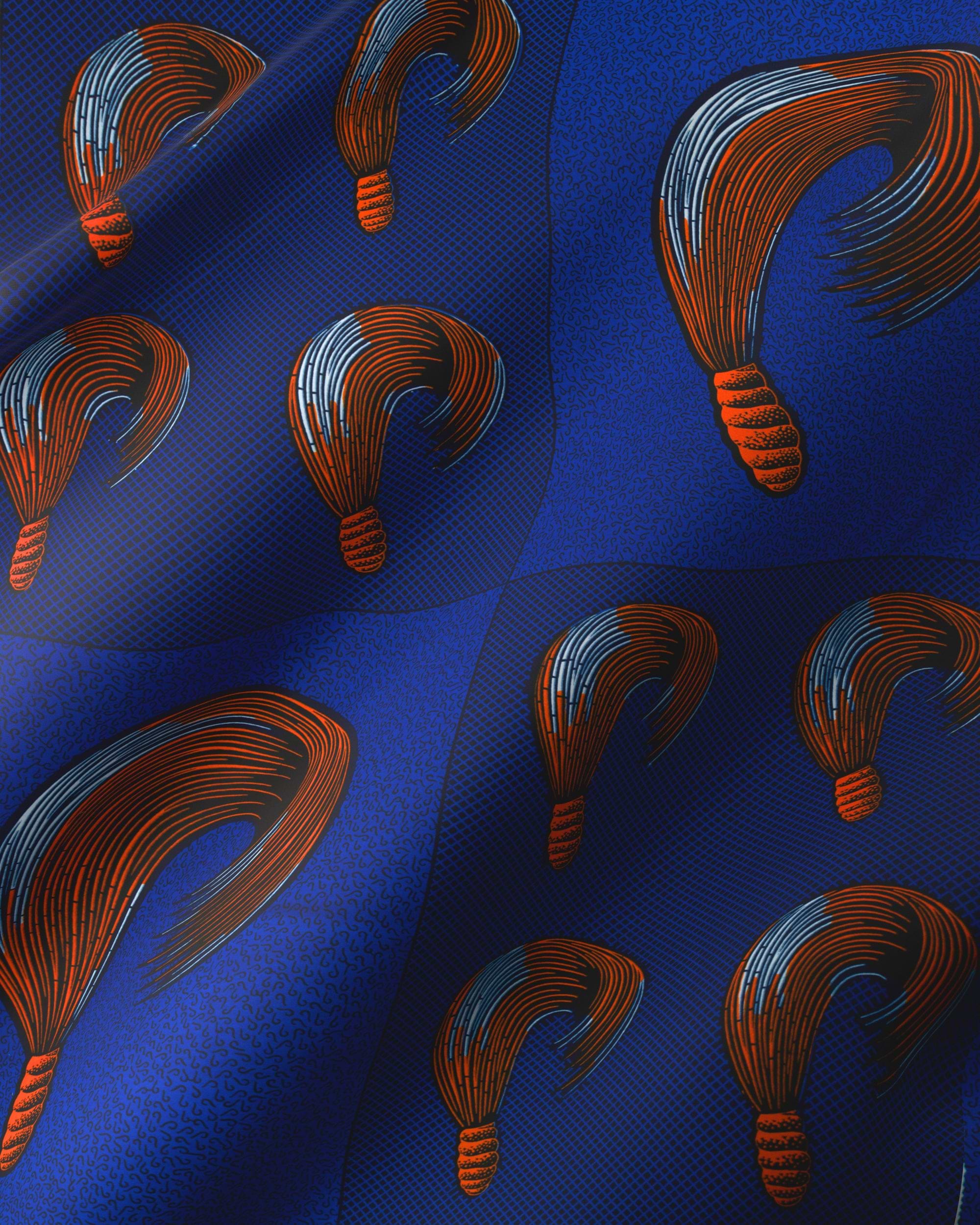 Deep blue silk scarf pattern wax hollandais vl00815.171