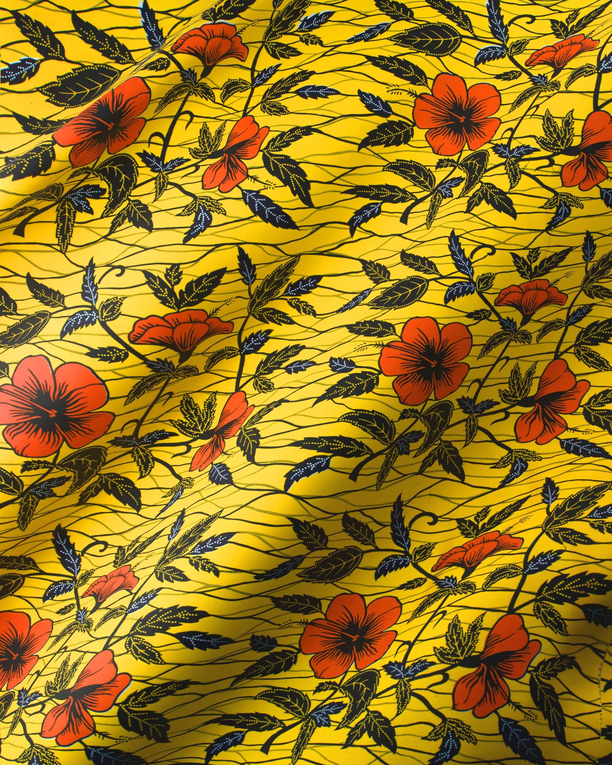 Vibrant yellow fabric adorned bold wax hollandais vl00921.223