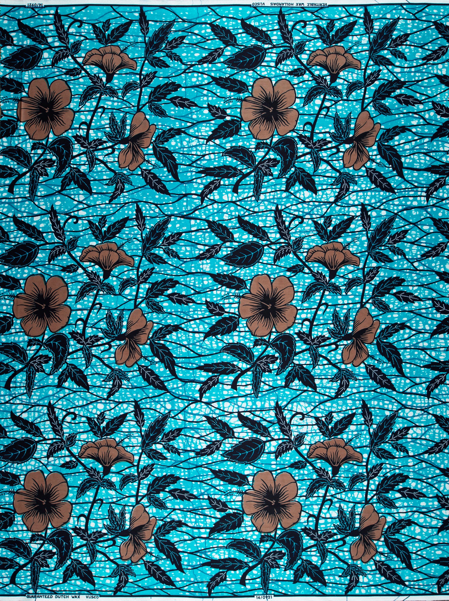 Vibrant turquoise african print fabric wax hollandais vl00921.280