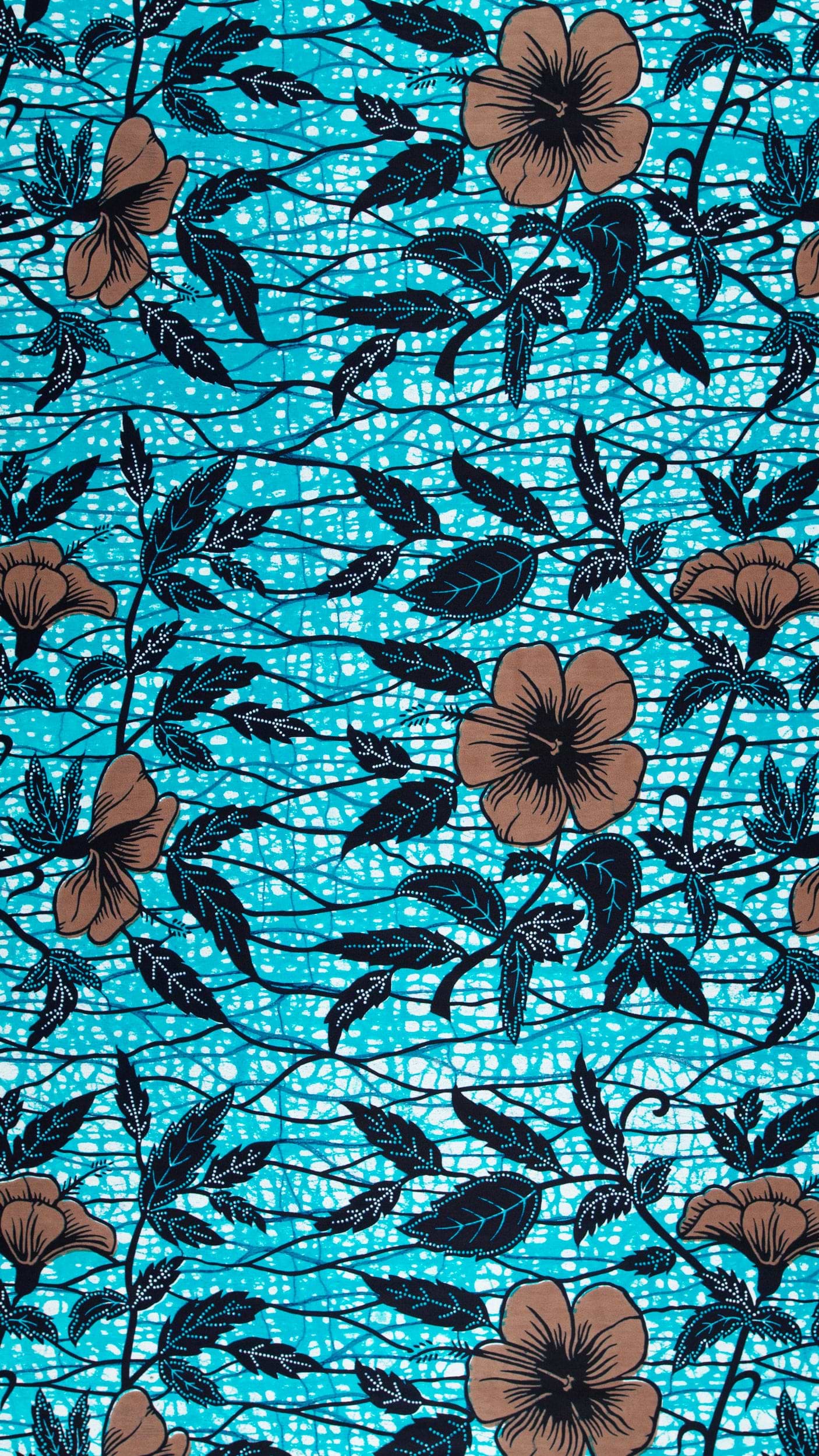 Vibrant turquoise fabric pattern brown wax hollandais vl00921.280