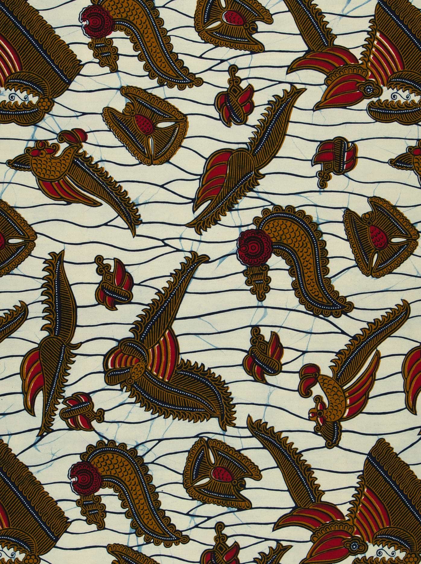 Batik fabric stylized bird floral wax hollandais vl00924.221