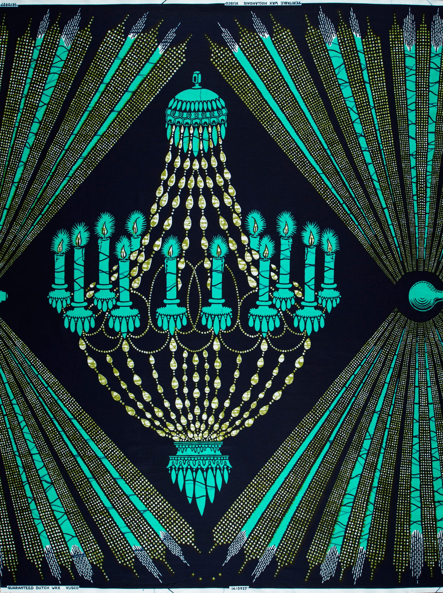 Teal gold chandelier pattern dark wax hollandais vl00927.098