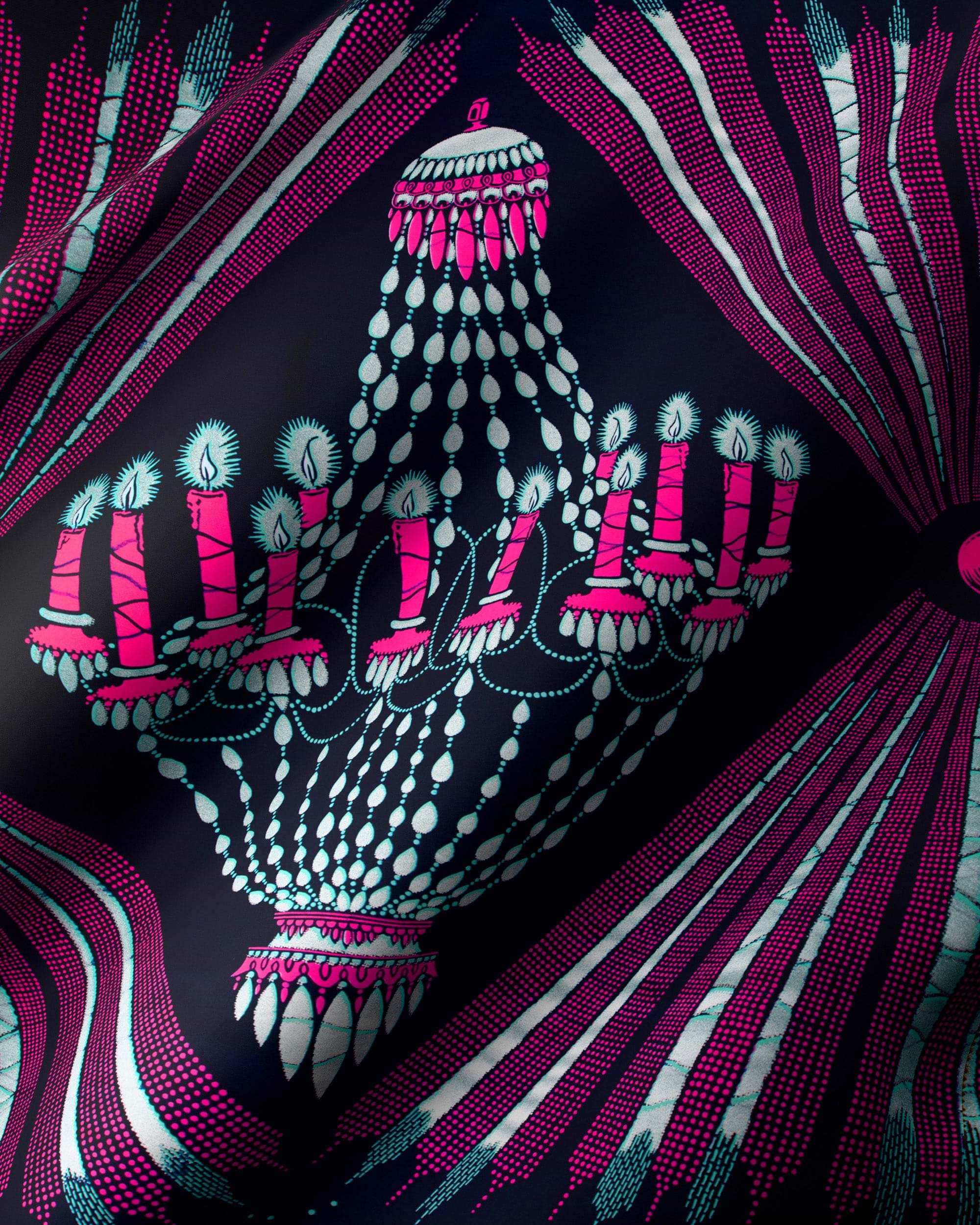 Vibrant pink white chandelier print wax hollandais vl00927.099
