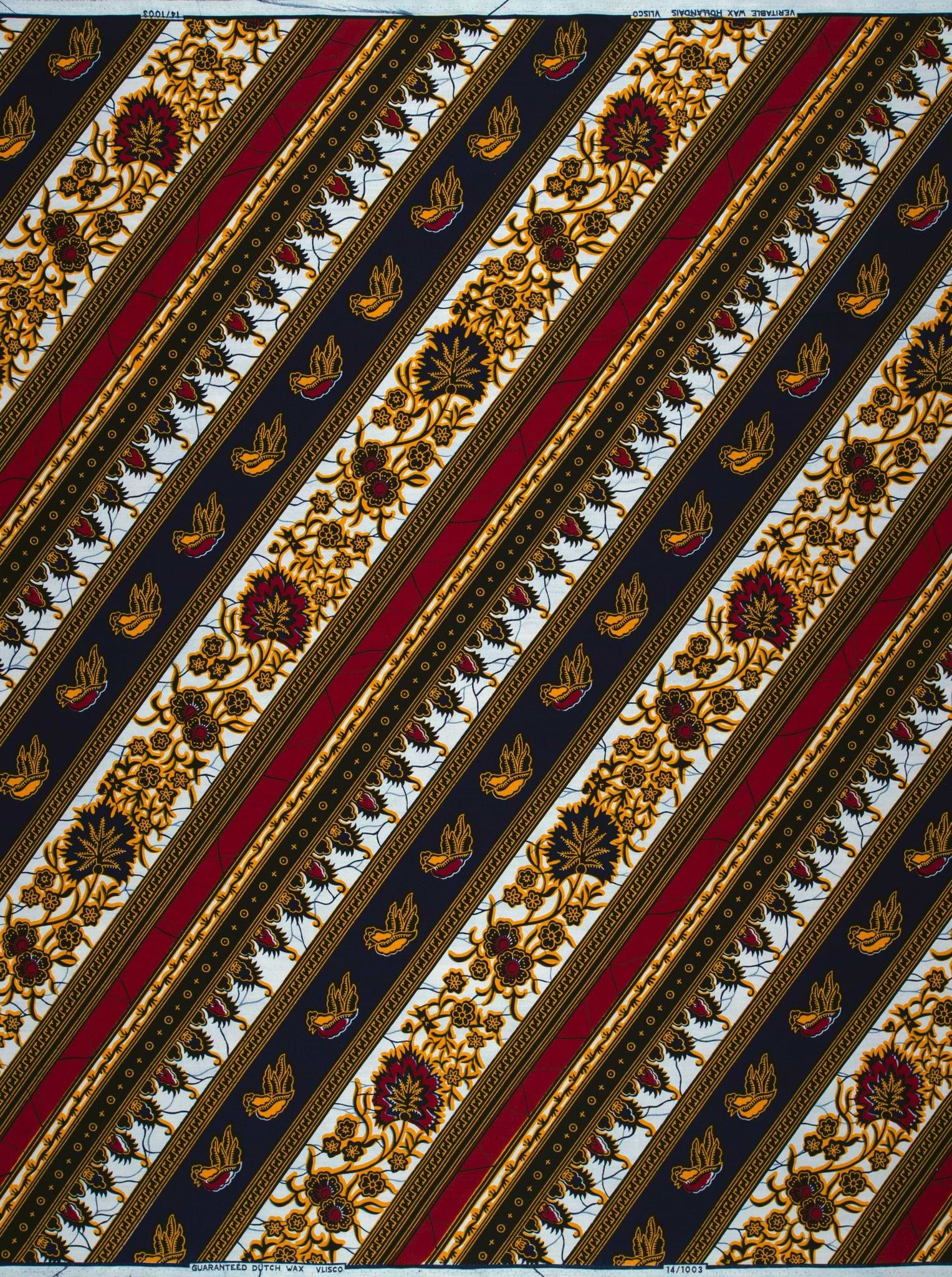 Striped floral patterned fabric wax hollandais vl01003.087