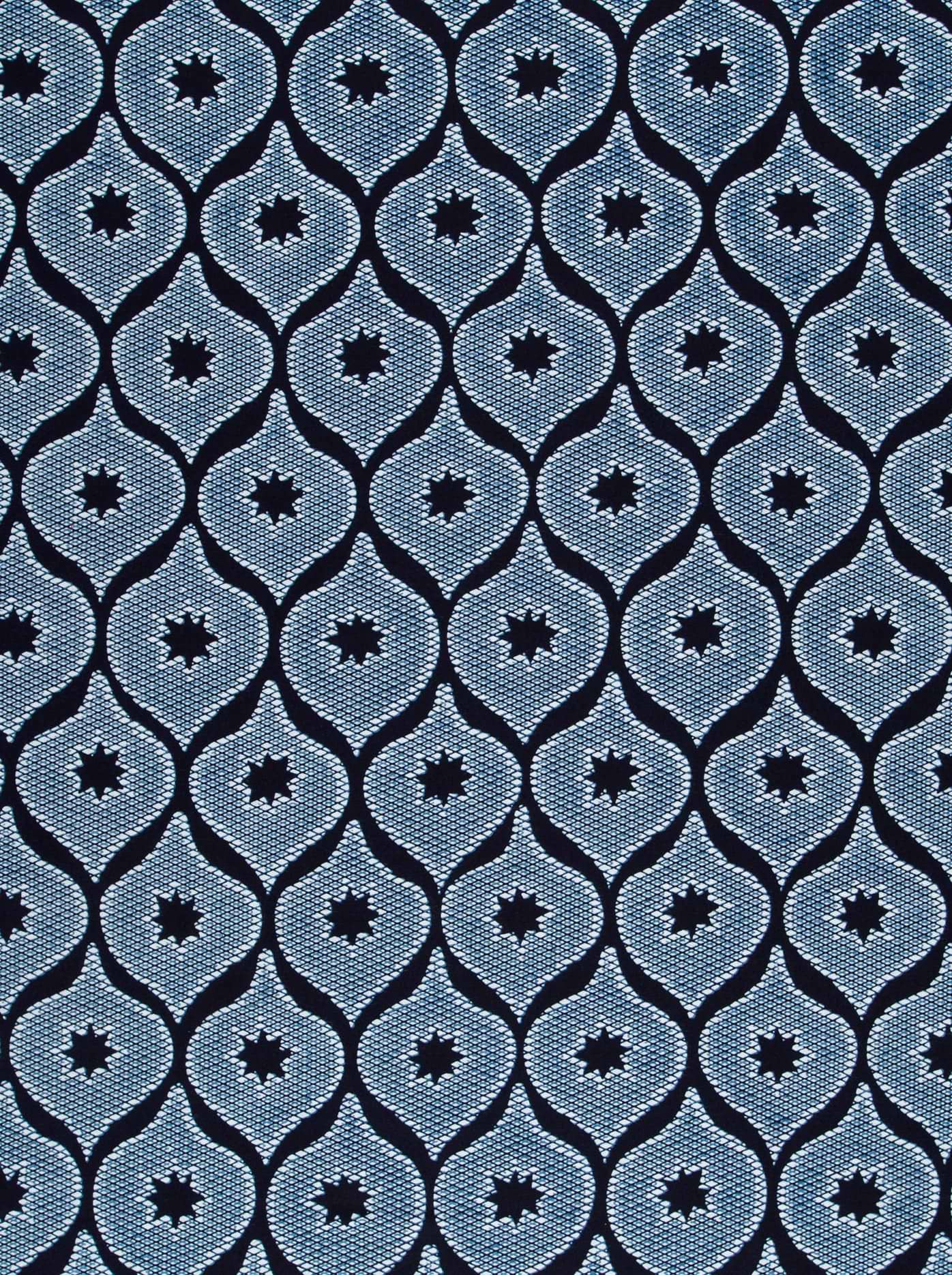 Blue black patterned fabric geometric wax hollandais vl01070.118