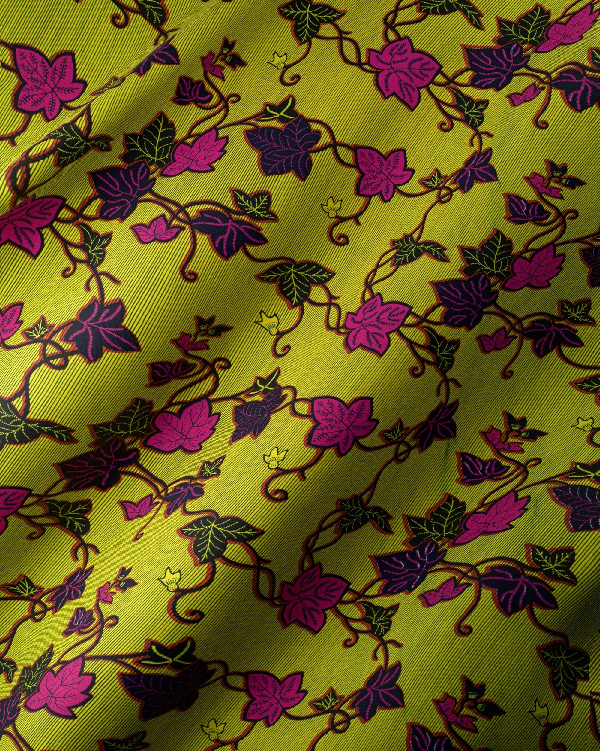 Green fabric purple pink leaf wax hollandais vl01092.199