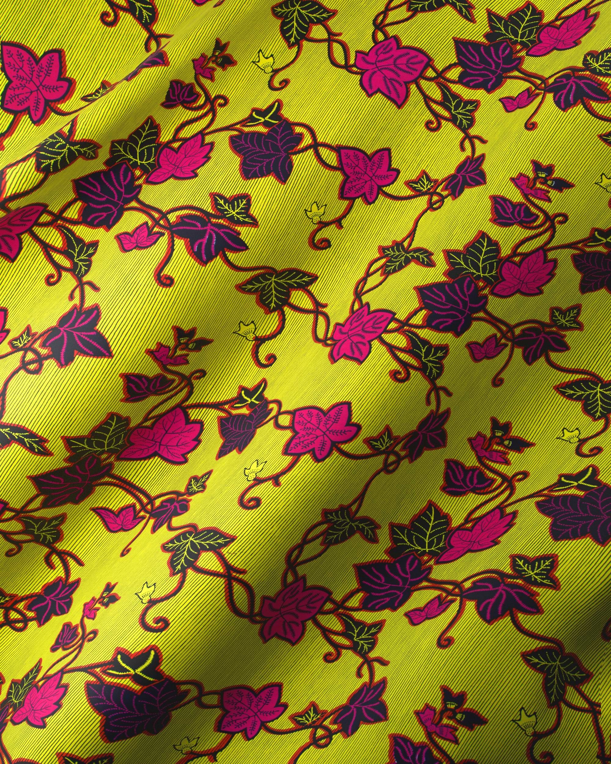 Vibrant yellow fabric adorned pattern wax hollandais vl01092.200